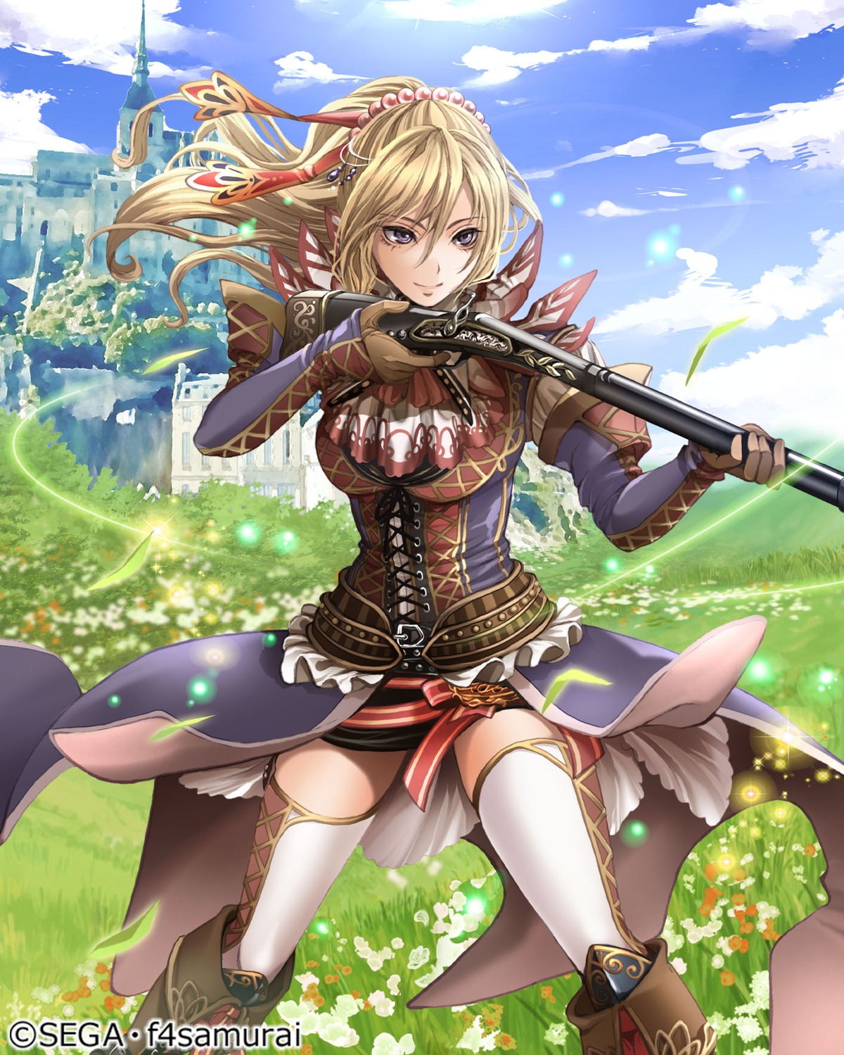 armor, gun, hortensia_saga, sega, tagme, thighhighs