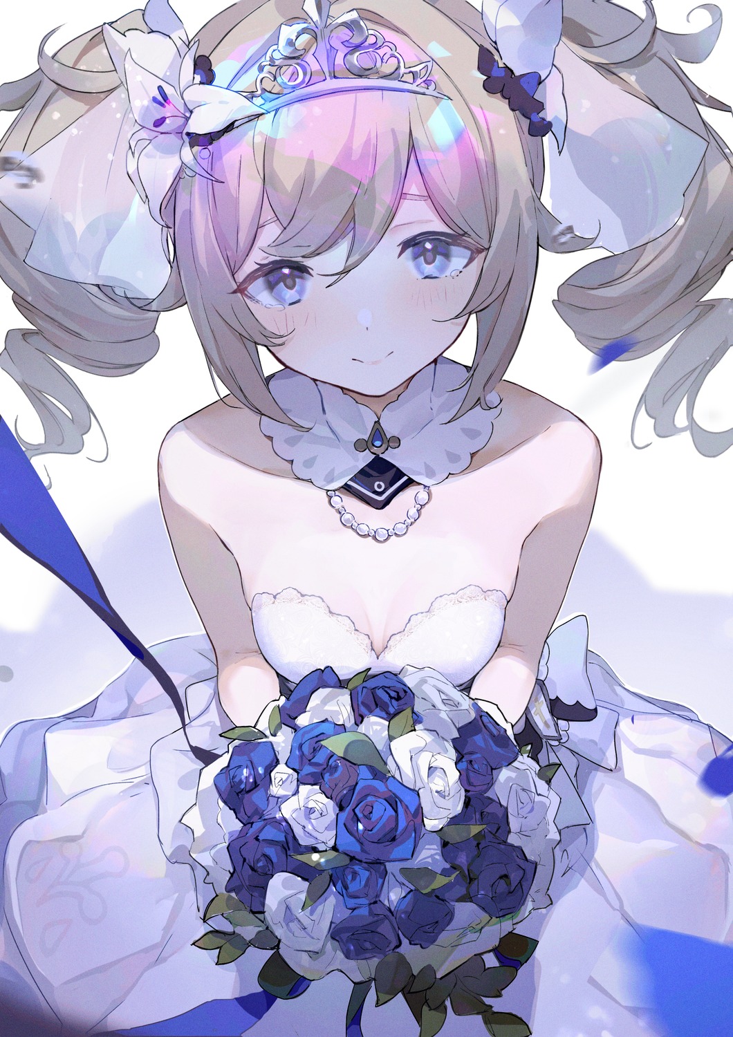 barbara_(genshin_impact), dress, genshin_impact, luelue_zi, no_bra, wedding_dress