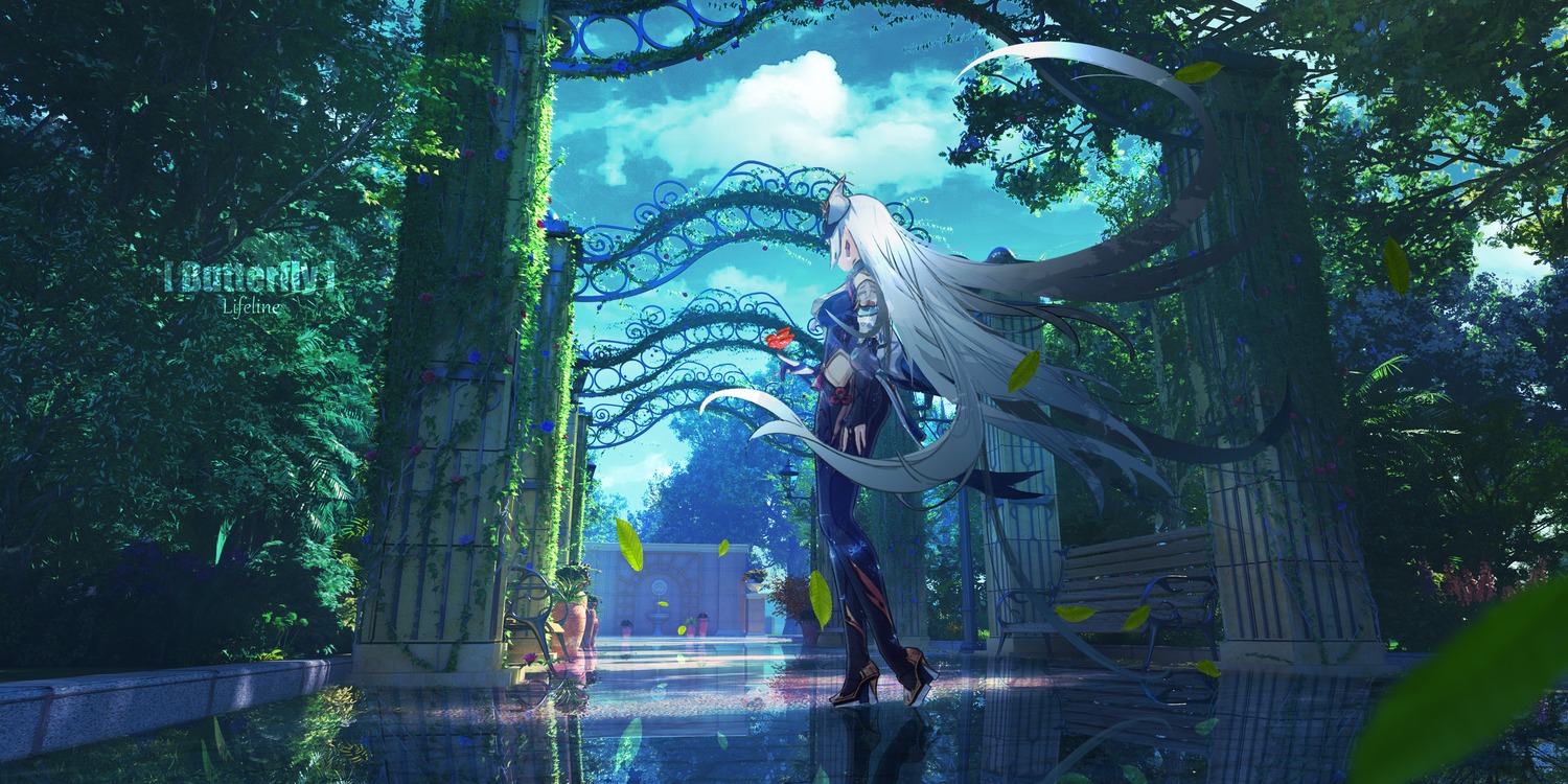 bodysuit, genshin_impact, heels, landscape, lifeline_(a384079959), shenhe
