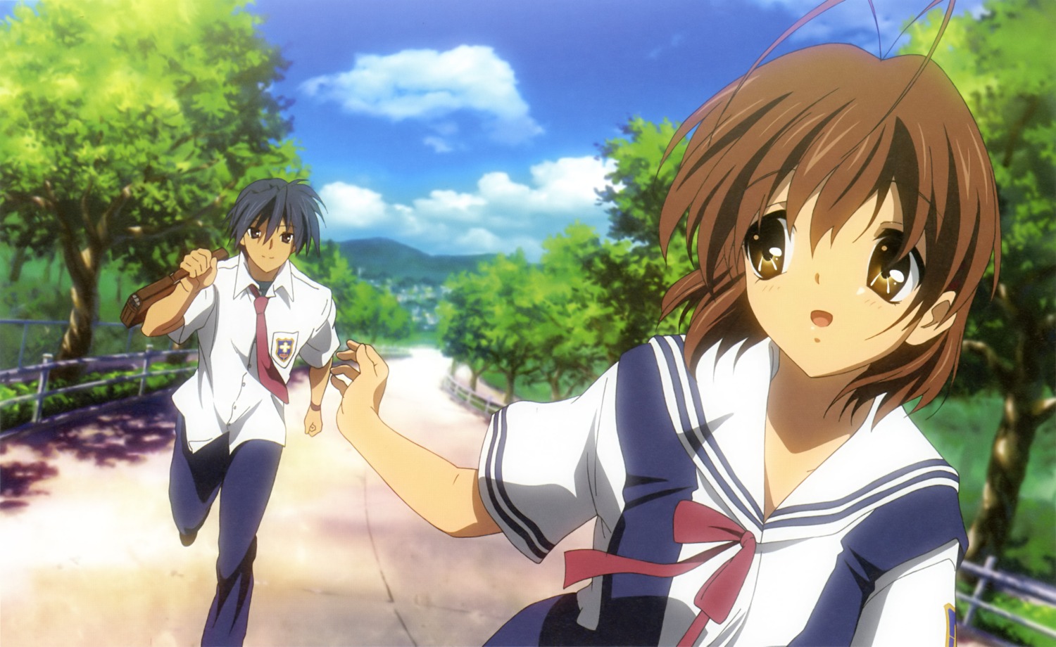 clannad, clannad_after_story, furukawa_nagisa, kawanami_eisaku, okazaki_tomoya, seifuku