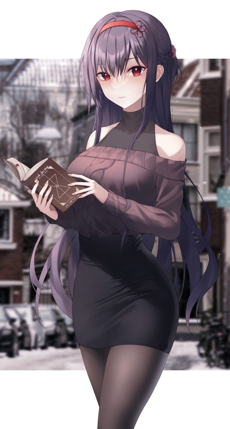dress, hamidashi_creative, kamakura_shio, pantyhose, sweater, yeorem