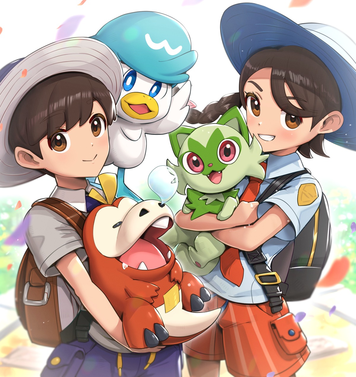 aoi_(pokemon), fuecoco, gonzarez, haruto_(pokemon), pokemon, pokemon_sv, quaxly, sprigatito
