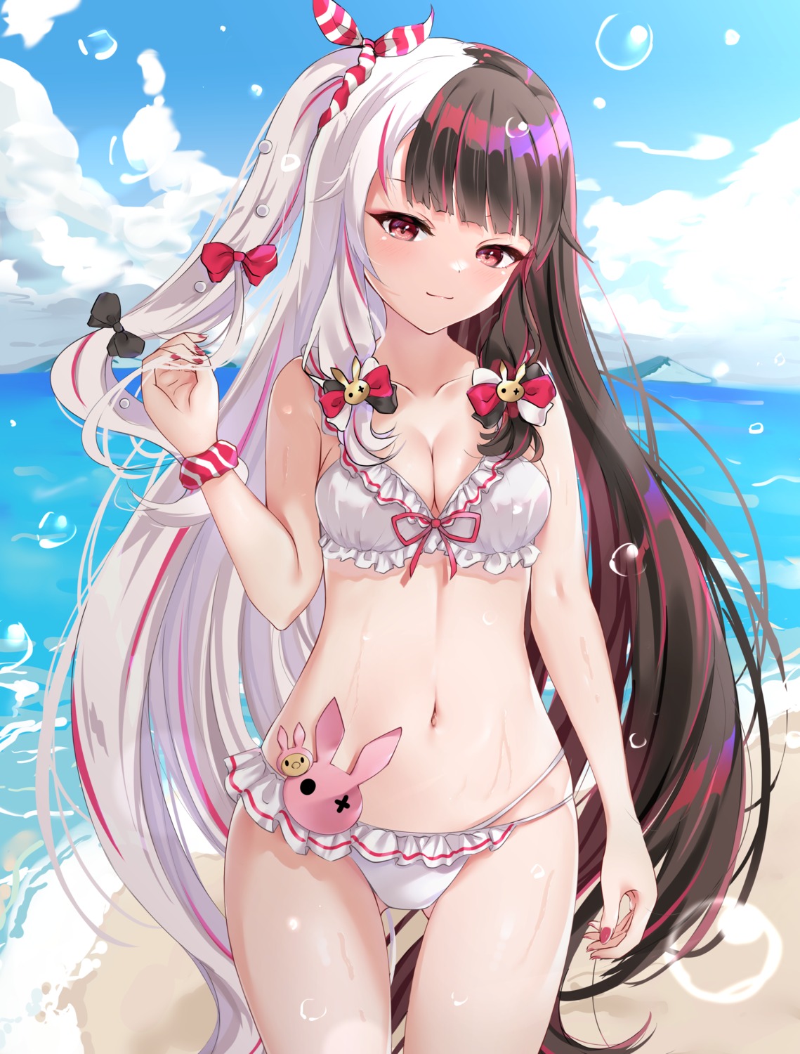 bikini, cleavage, ncontrail_(mgax7527), nijisanji, swimsuits, wet, yorumi_rena