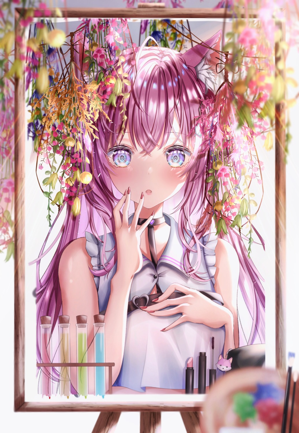 animal_ears, hakui_koyori, hololive, kasakai_hikaru
