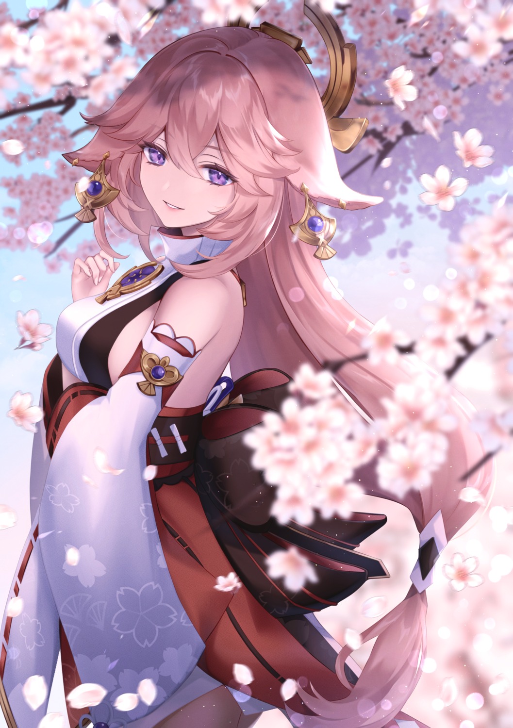animal_ears, asahi_(vjss4548), genshin_impact, japanese_clothes, kitsune, no_bra, so_aoi22, yae_miko