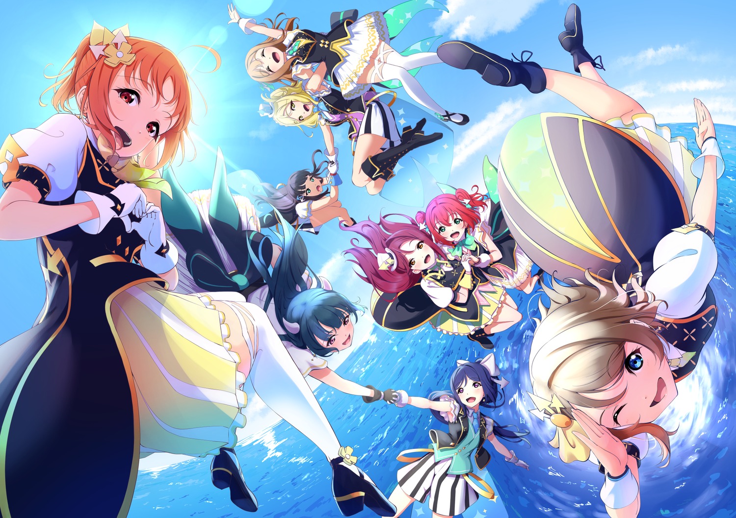 amagi_(volfuji), garter, heels, horns, kunikida_hanamaru, kurosawa_dia, kurosawa_ruby, love_live!_(series)