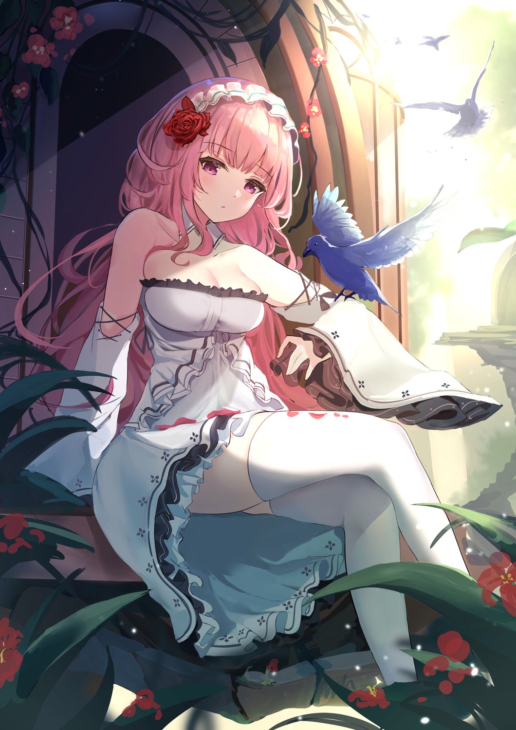 azur_lane, dress, lemontea_(ekvr5838), no_bra, perseus_(azur_lane), thighhighs