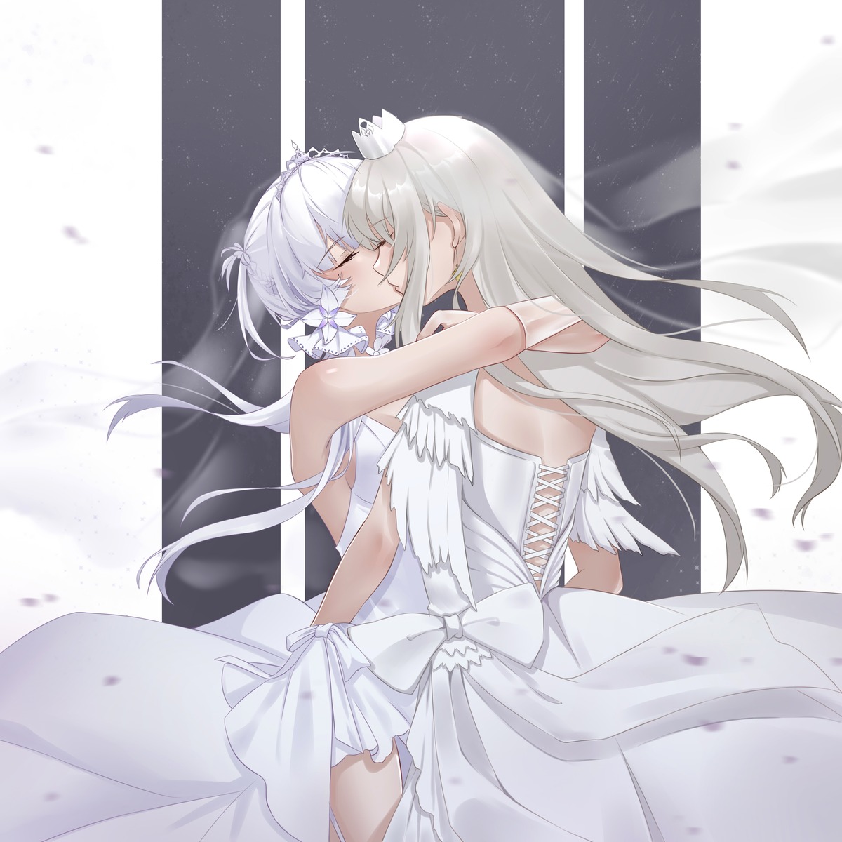 azur_lane, dress, enterprise_(azur_lane), illustrious_(azur_lane), wedding_dress, xiaoli_(1507), yuri