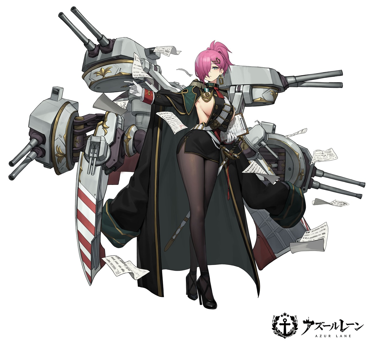 azur_lane, gun, heels, pantyhose, romana, trieste_(azur_lane), uniform