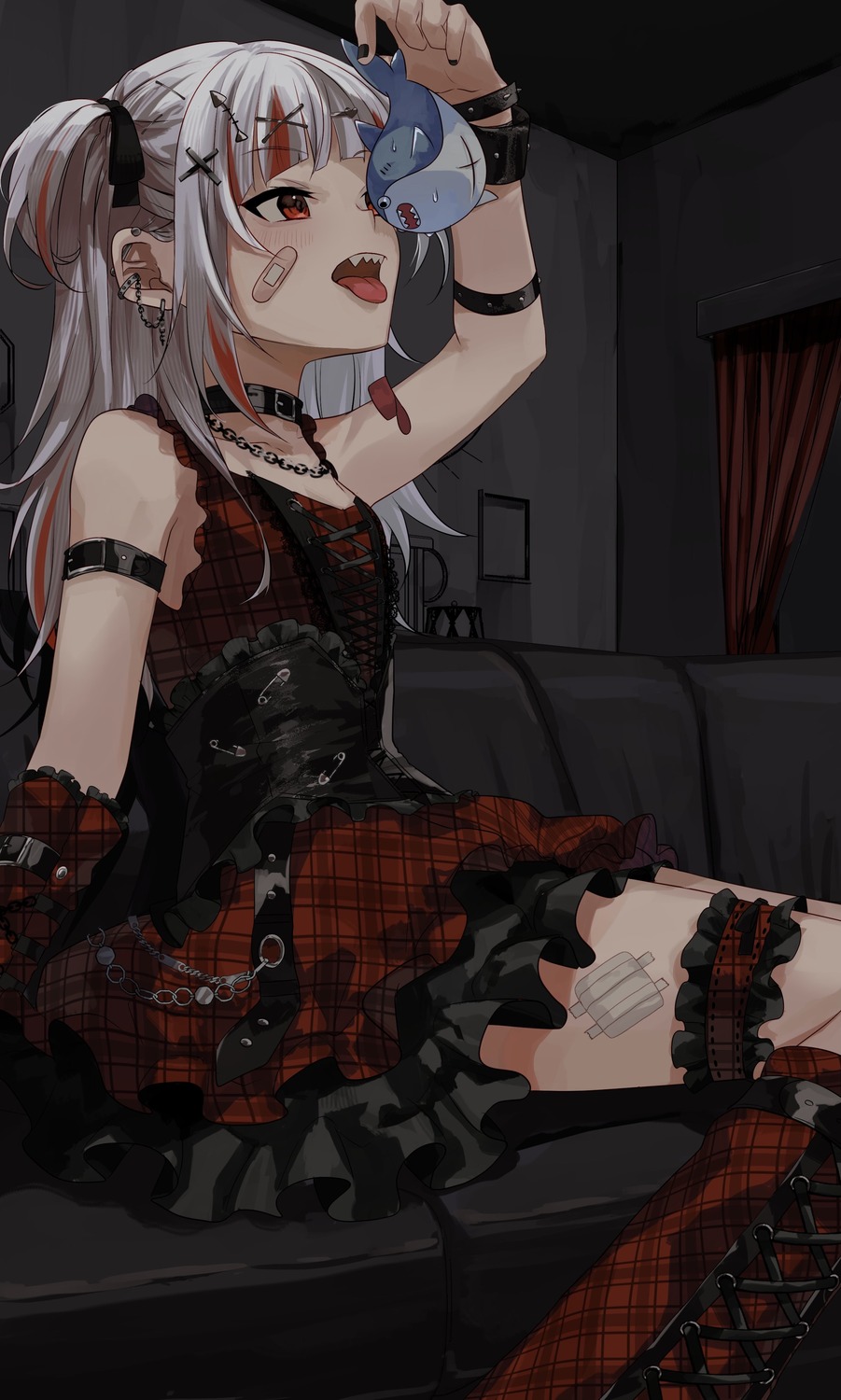 bandaid, dress, eto_sister, garter, gawr_gura, gothic_lolita, hololive, hololive_english