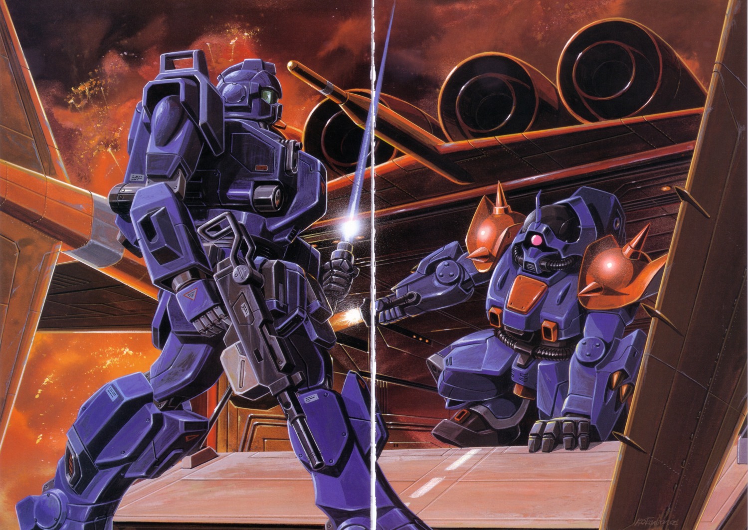 gap, gun, gundam, gundam_side_story:_the_blue_destiny, mecha, okawara_kunio, rx-79bd-1_gm_blue_destiny_unit_1