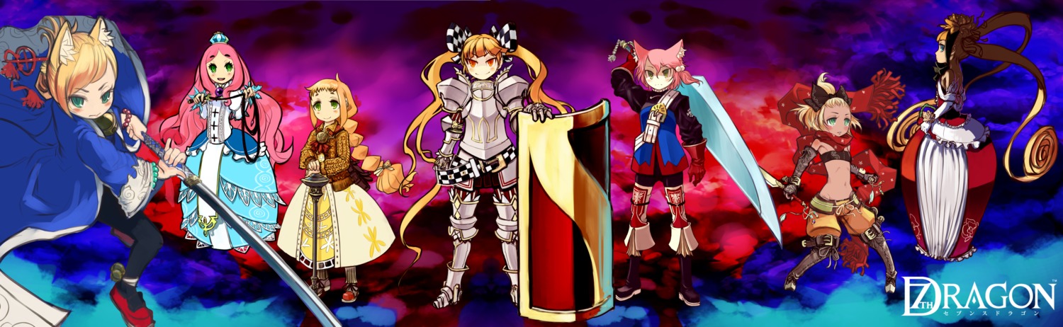 7th_dragon, animal_ears, fighter_(7th_dragon), healer_(7th_dragon), kansousamehada, knight_(7th_dragon), princess_(7th_dragon), rogue_(7th_dragon)