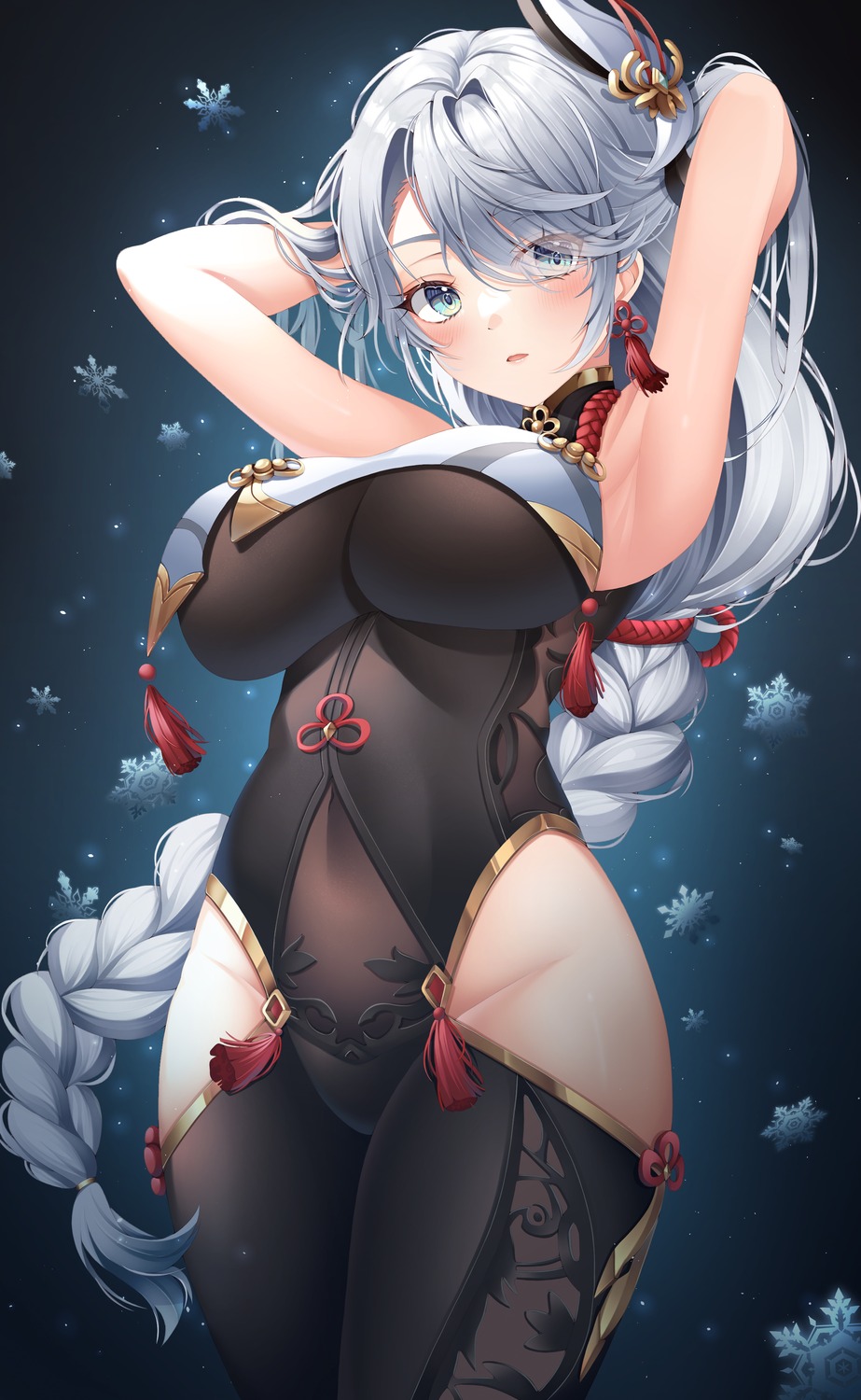 asian_clothes, bodysuit, genshin_impact, shenhe, ssong2
