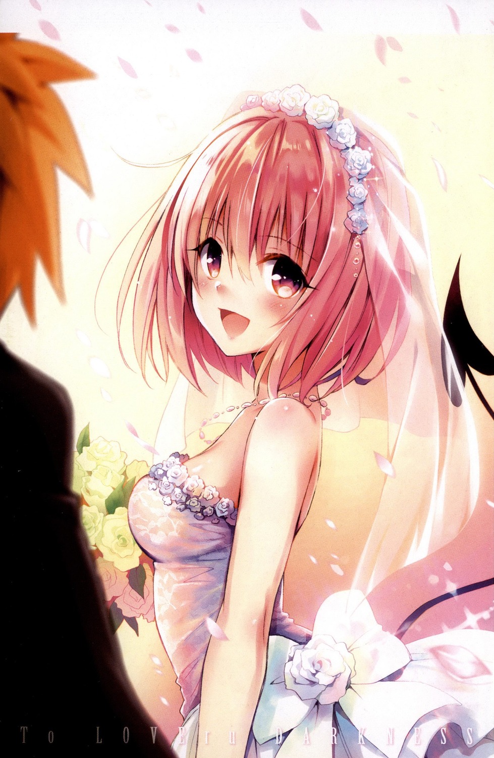 dress, momo_velia_deviluke, tail, to_love_ru, to_love_ru_darkness, wedding_dress, yabuki_kentarou
