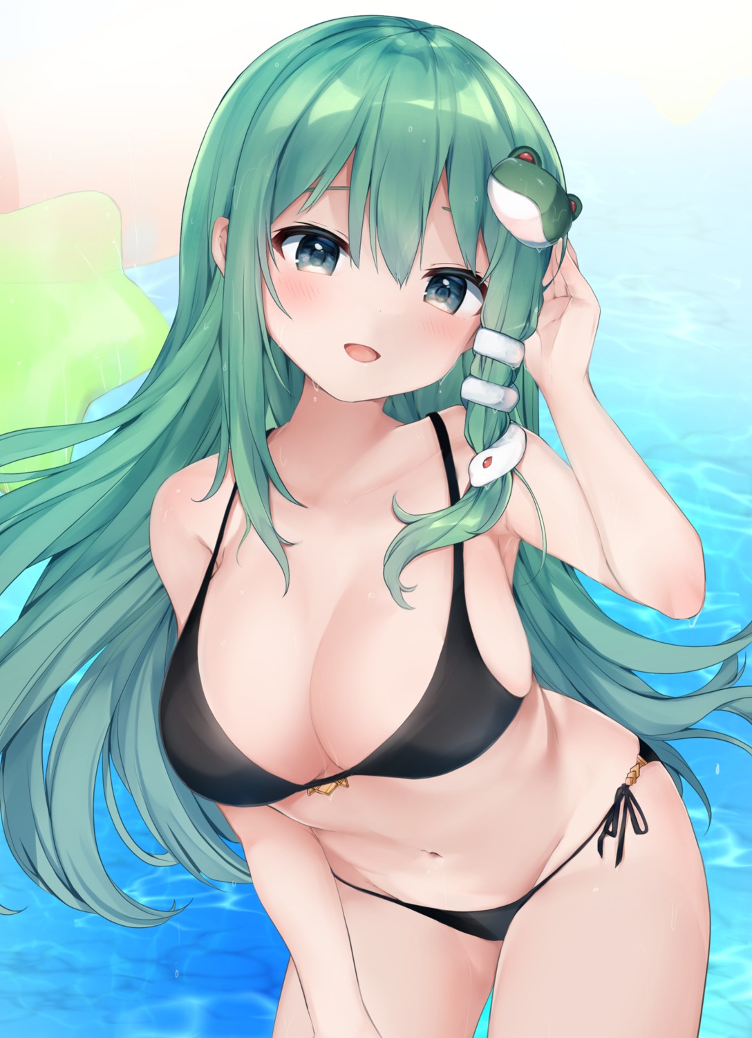 bikini, karasusou_nano, kochiya_sanae, swimsuits, touhou