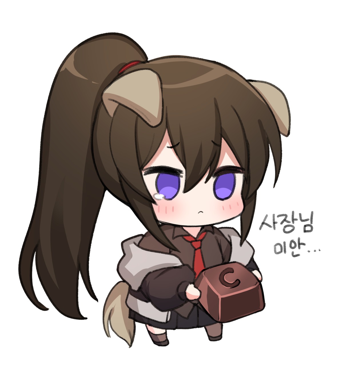 animal_ears, chibi, counter:side, maett, seifuku, tail, yanagi_mina
