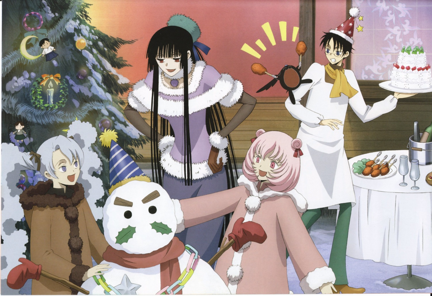 christmas, cropme, ichihara_yuuko, marudashi, morodashi, screening, watanuki_kimihiro, xxxholic