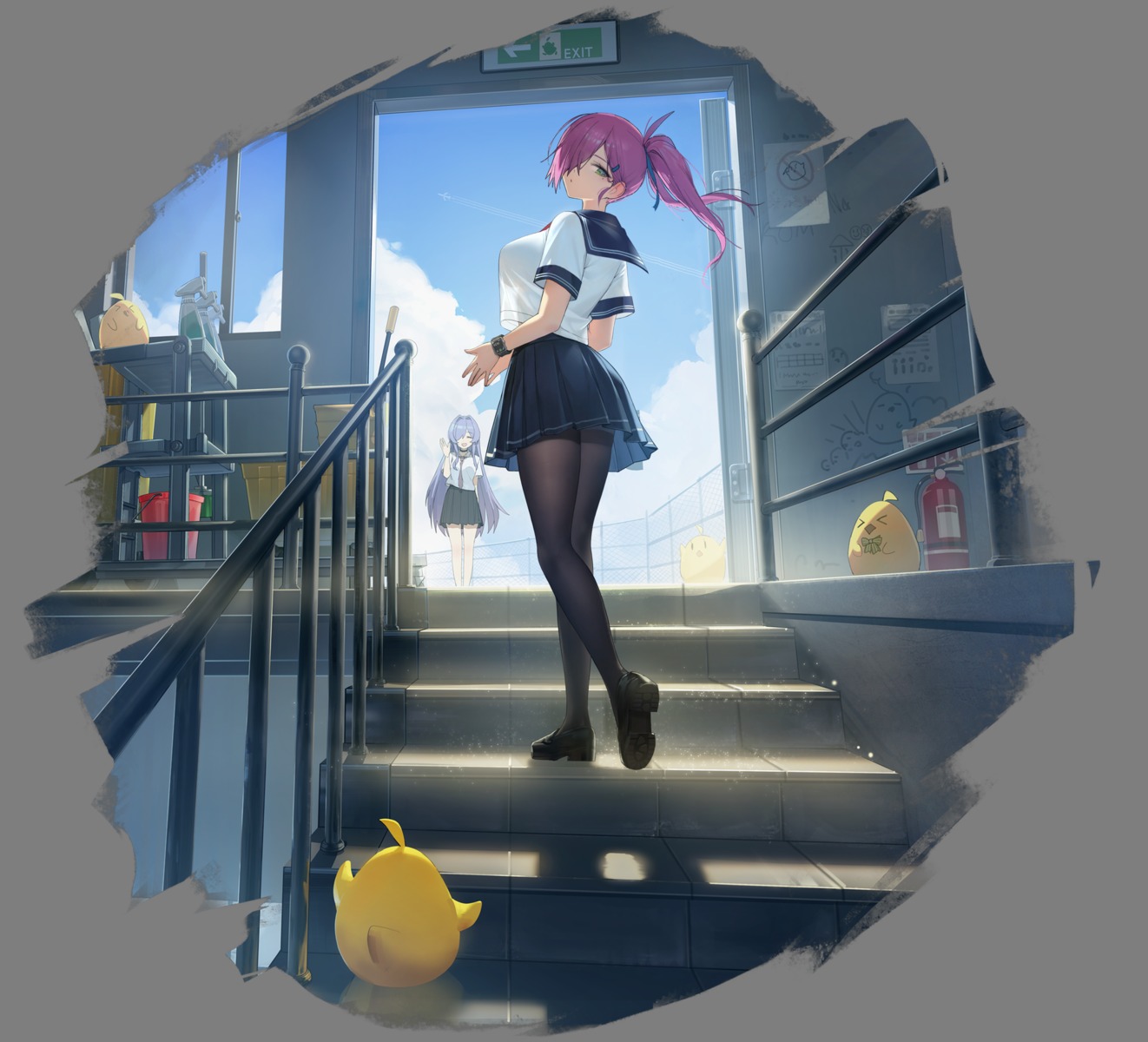 azur_lane, manjuu_(azur_lane), pantyhose, romana, seifuku, transparent_png, trento_(azur_lane), trieste_(azur_lane)