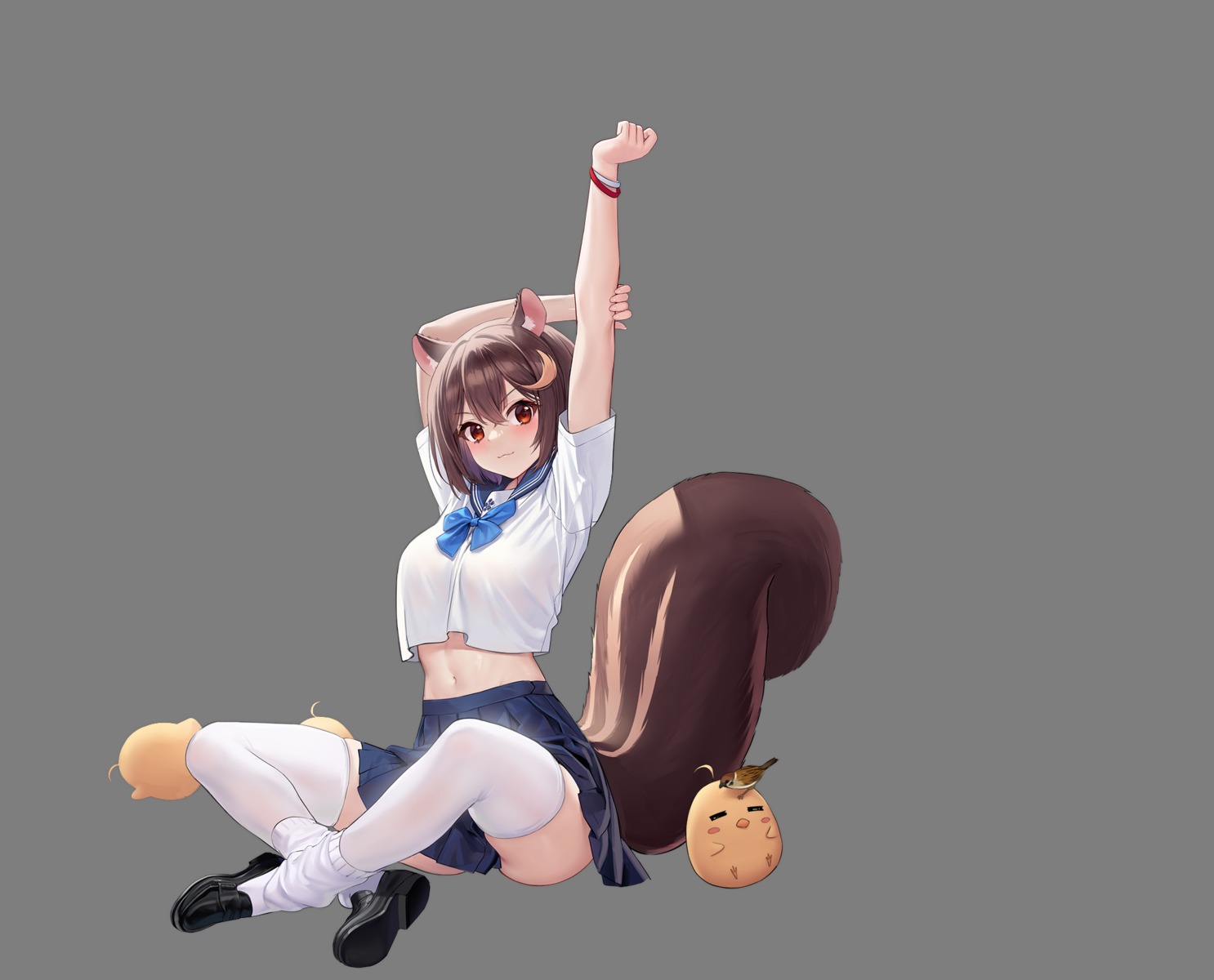 allenes, animal_ears, azur_lane, manjuu_(azur_lane), seifuku, tail, transparent_png, wakaba_(azur_lane)