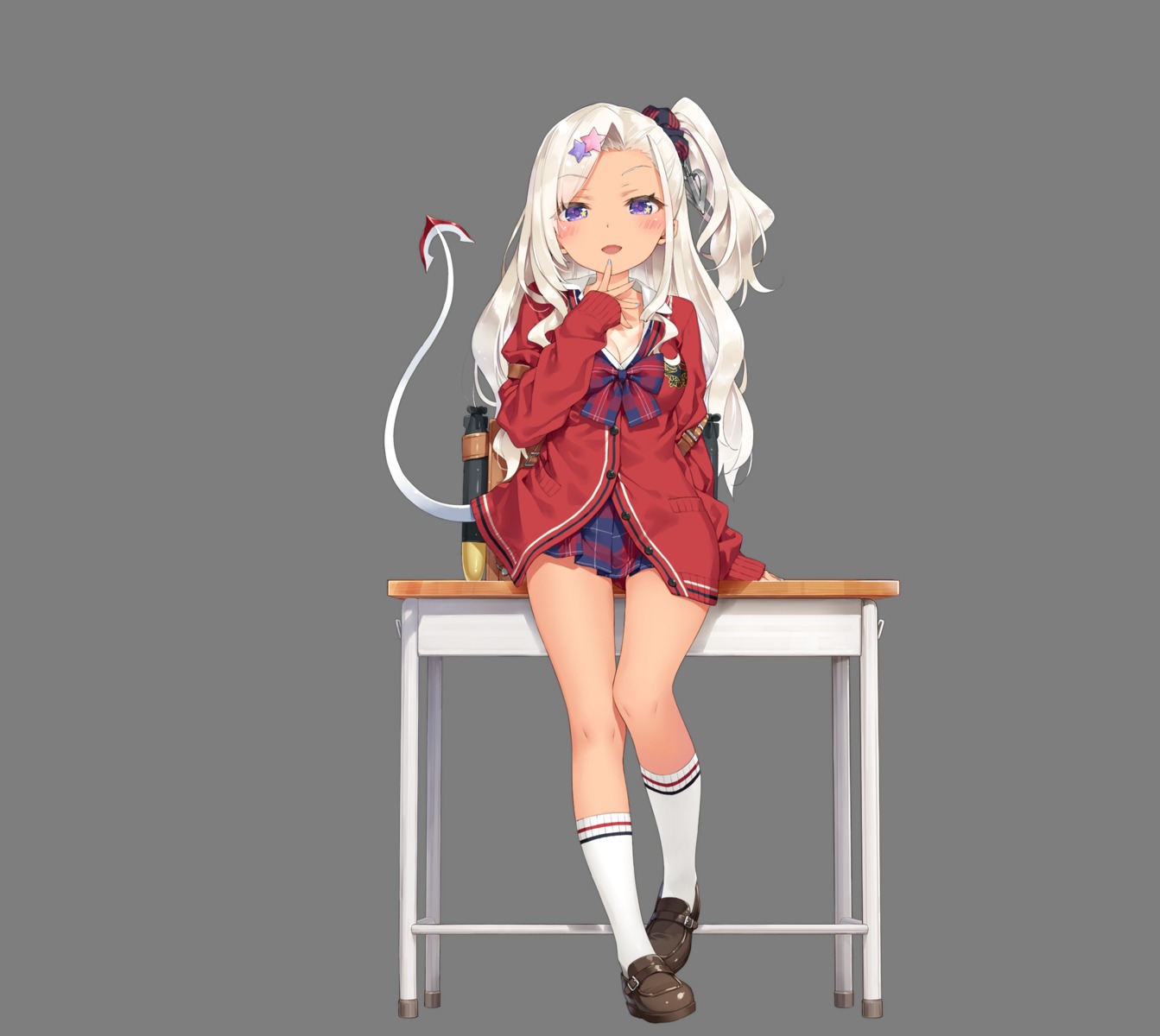 archerfish_(azur_lane), azur_lane, cleavage, kani_biimu, manjuu_(azur_lane), seifuku, sweater, tail