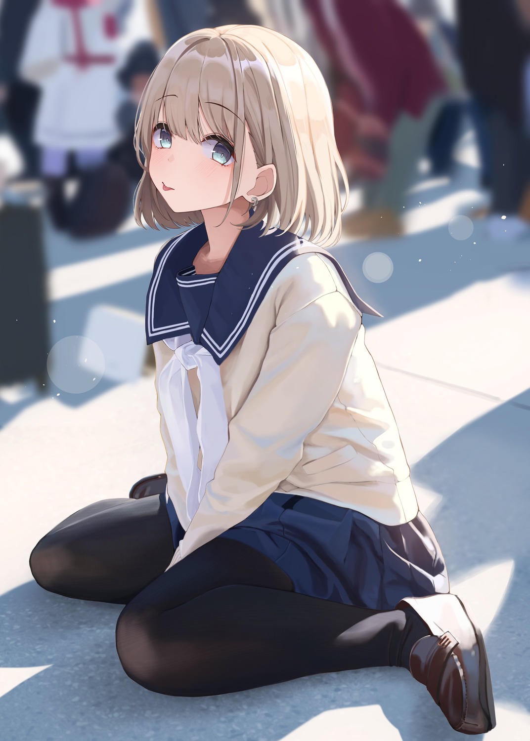 pantyhose, pomp_(qhtjd0120), seifuku, serizawa_asahi, sweater, the_idolm@ster, the_idolm@ster_shiny_colors