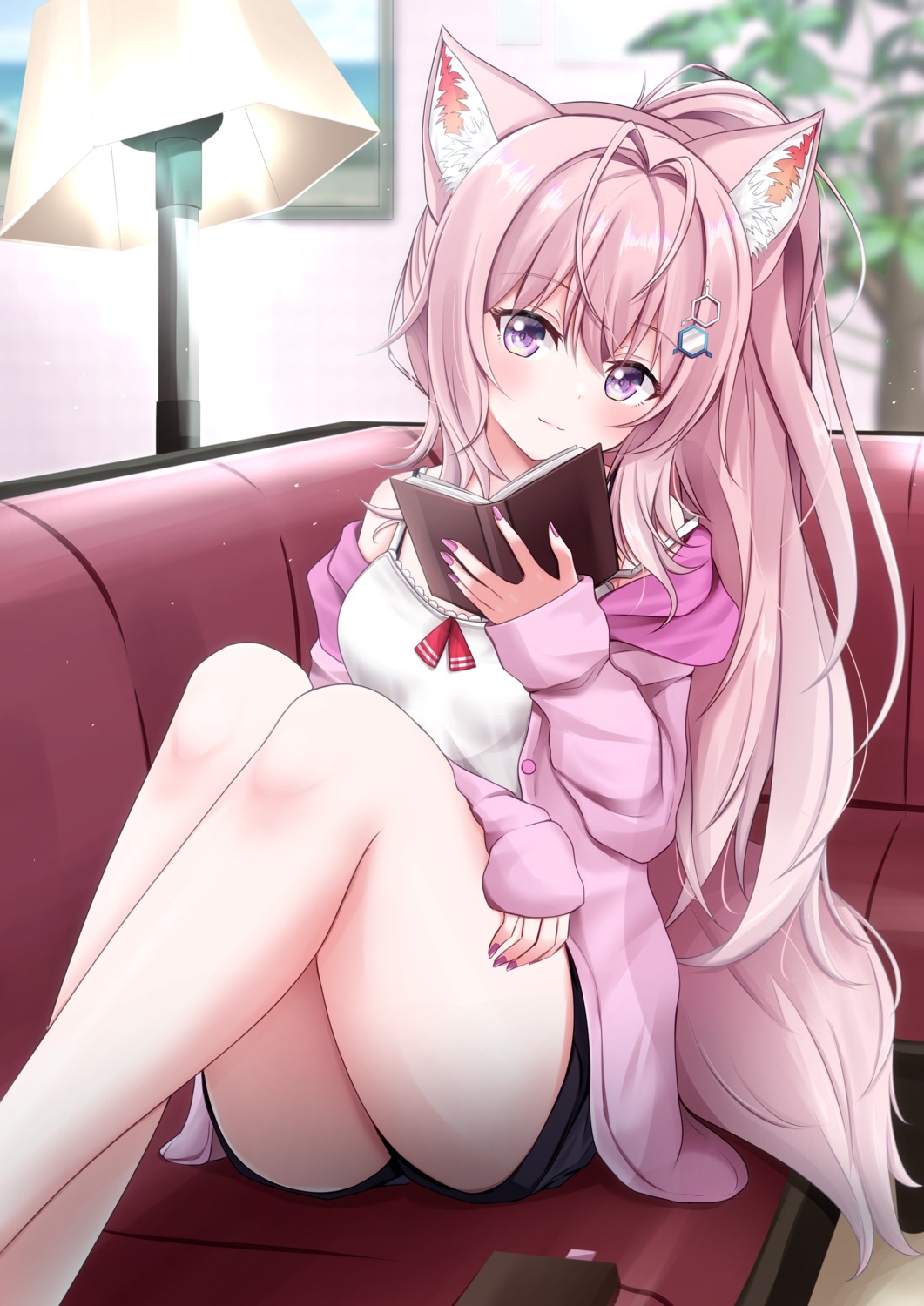 animal_ears, hakui_koyori, hololive, kamesys