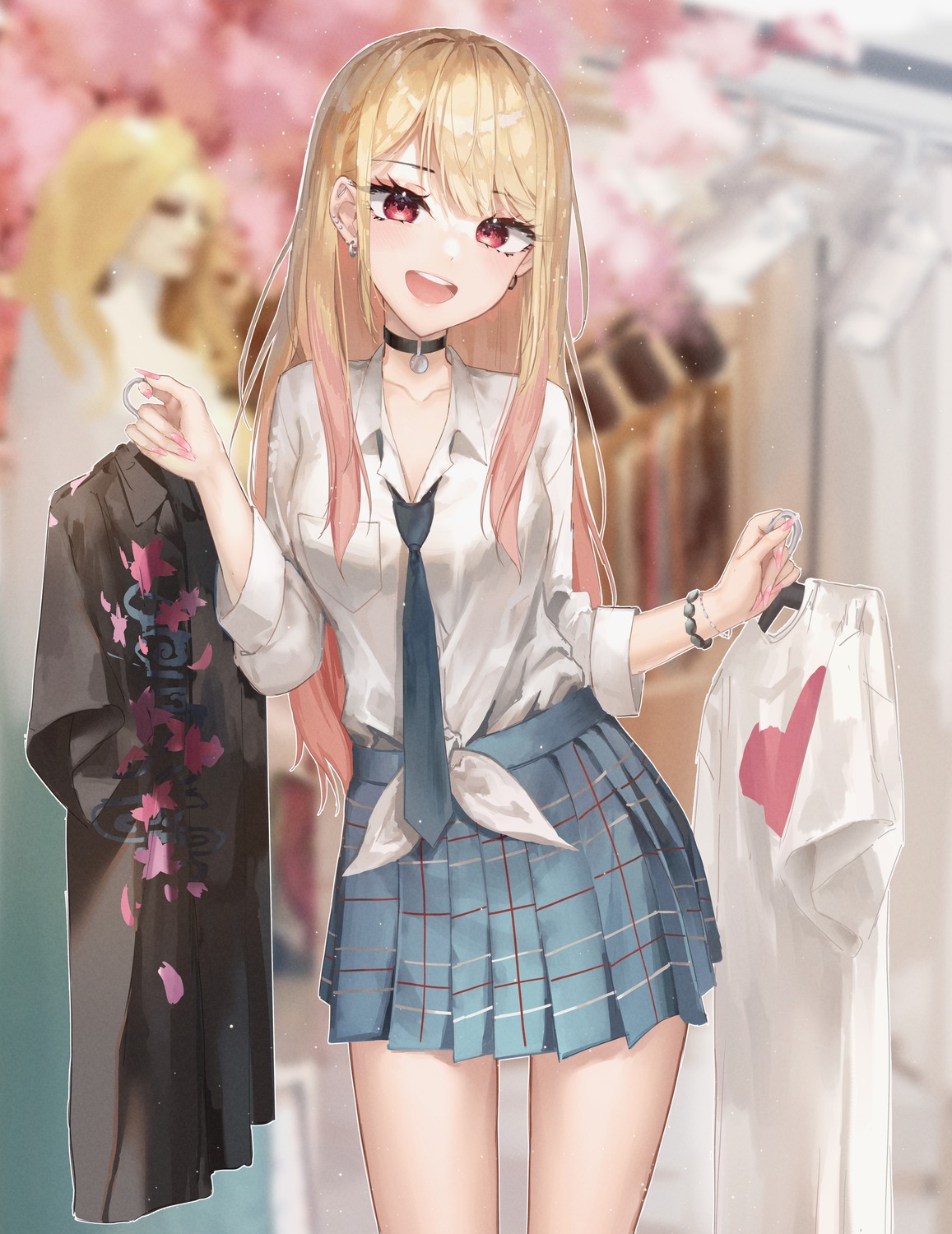 dayshiart, kitagawa_marin, open_shirt, seifuku, sono_bisque_doll_wa_koi_wo_suru