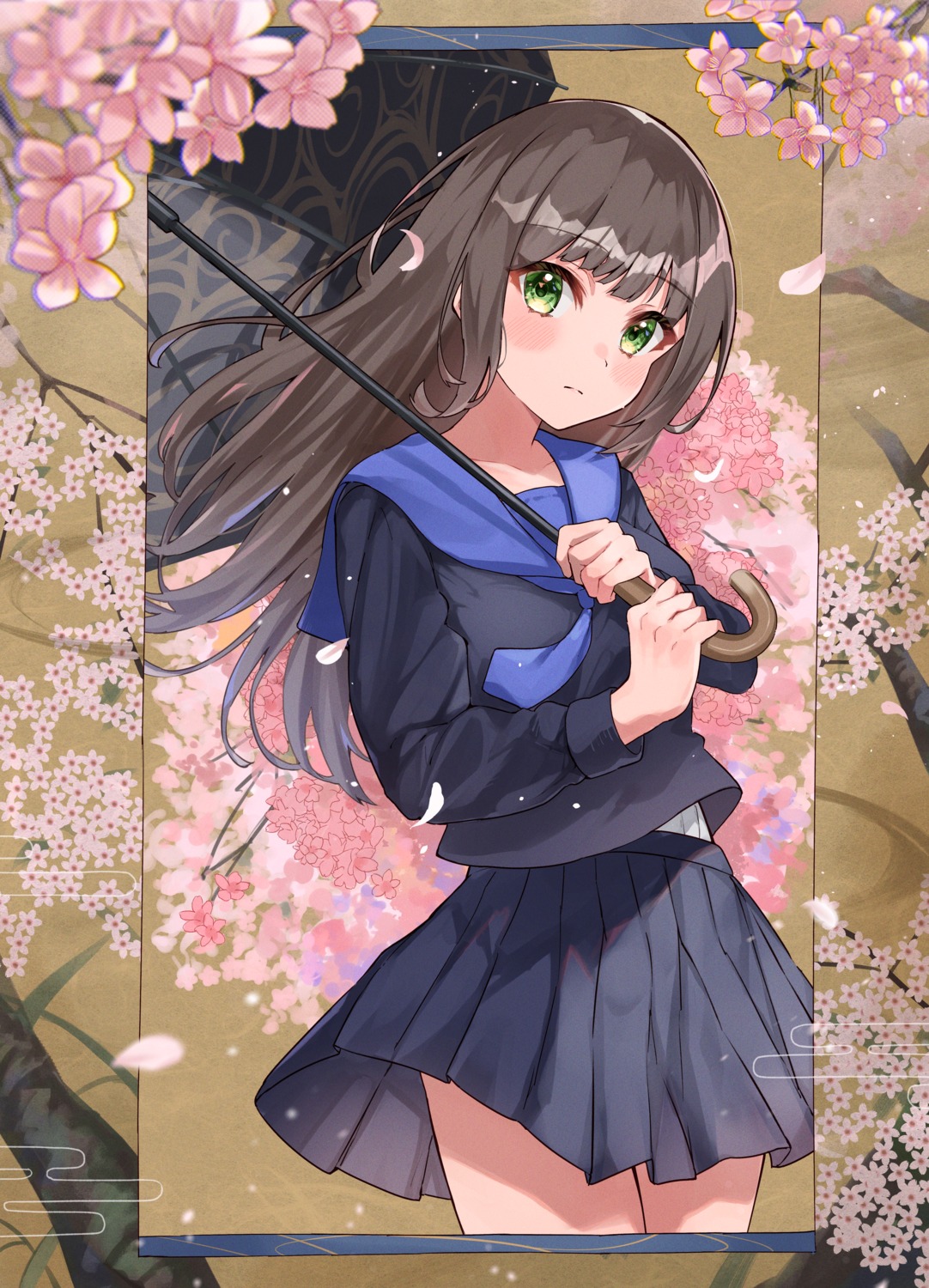 haru_yu, seifuku, umbrella