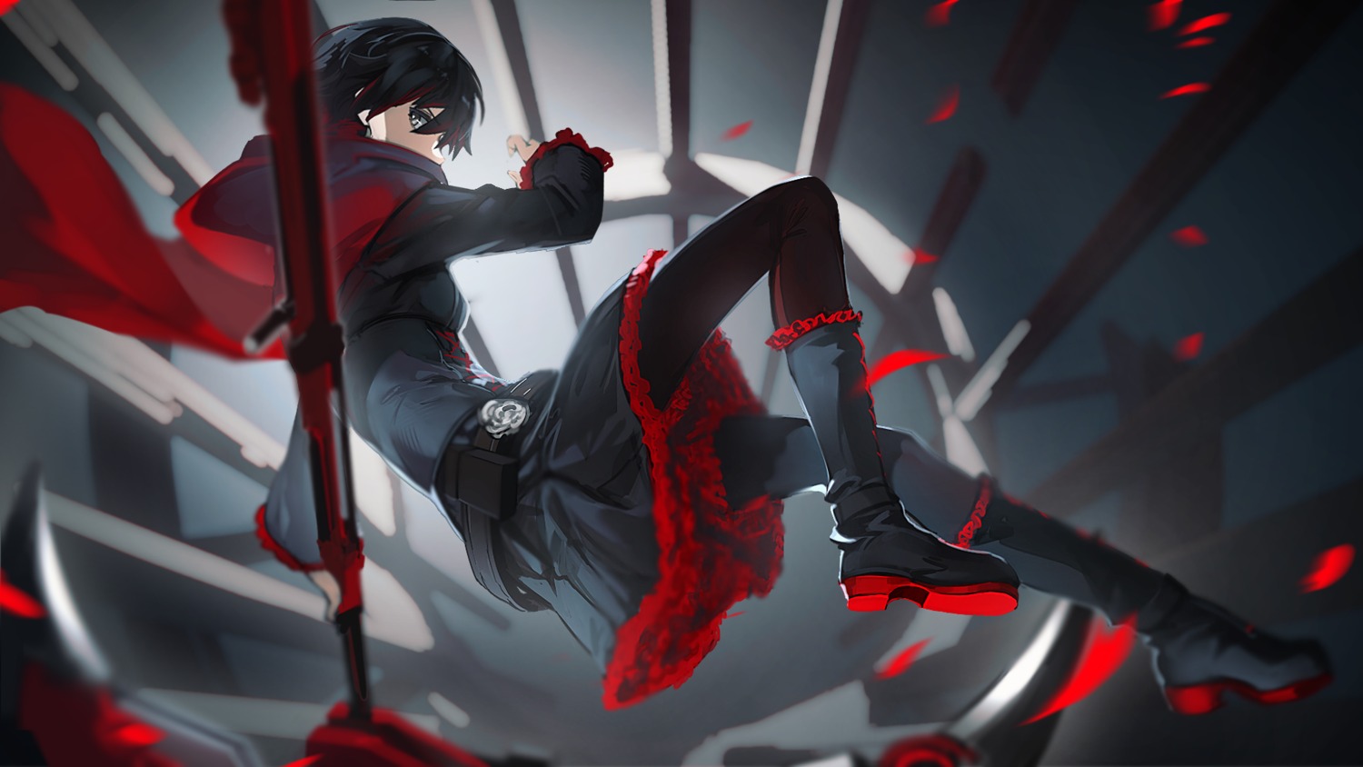 fixro2n, gun, pantyhose, ruby_rose, rwby, wallpaper
