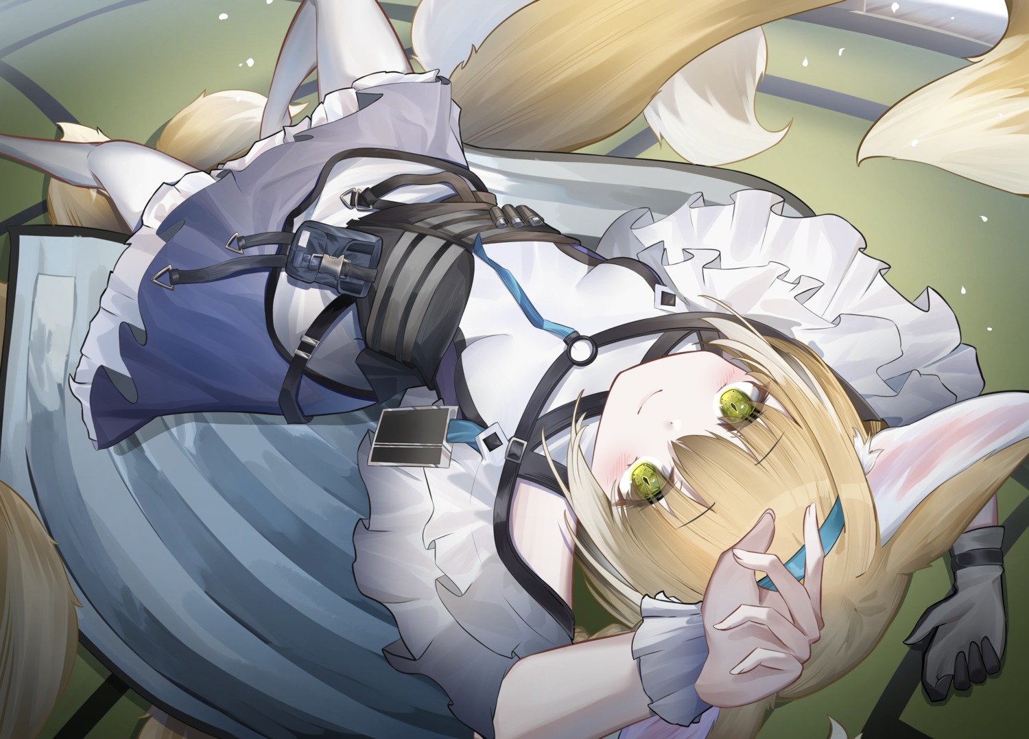 animal_ears, arknights, kitsune, pantyhose, suzuran_(arknights), tail, yuelii