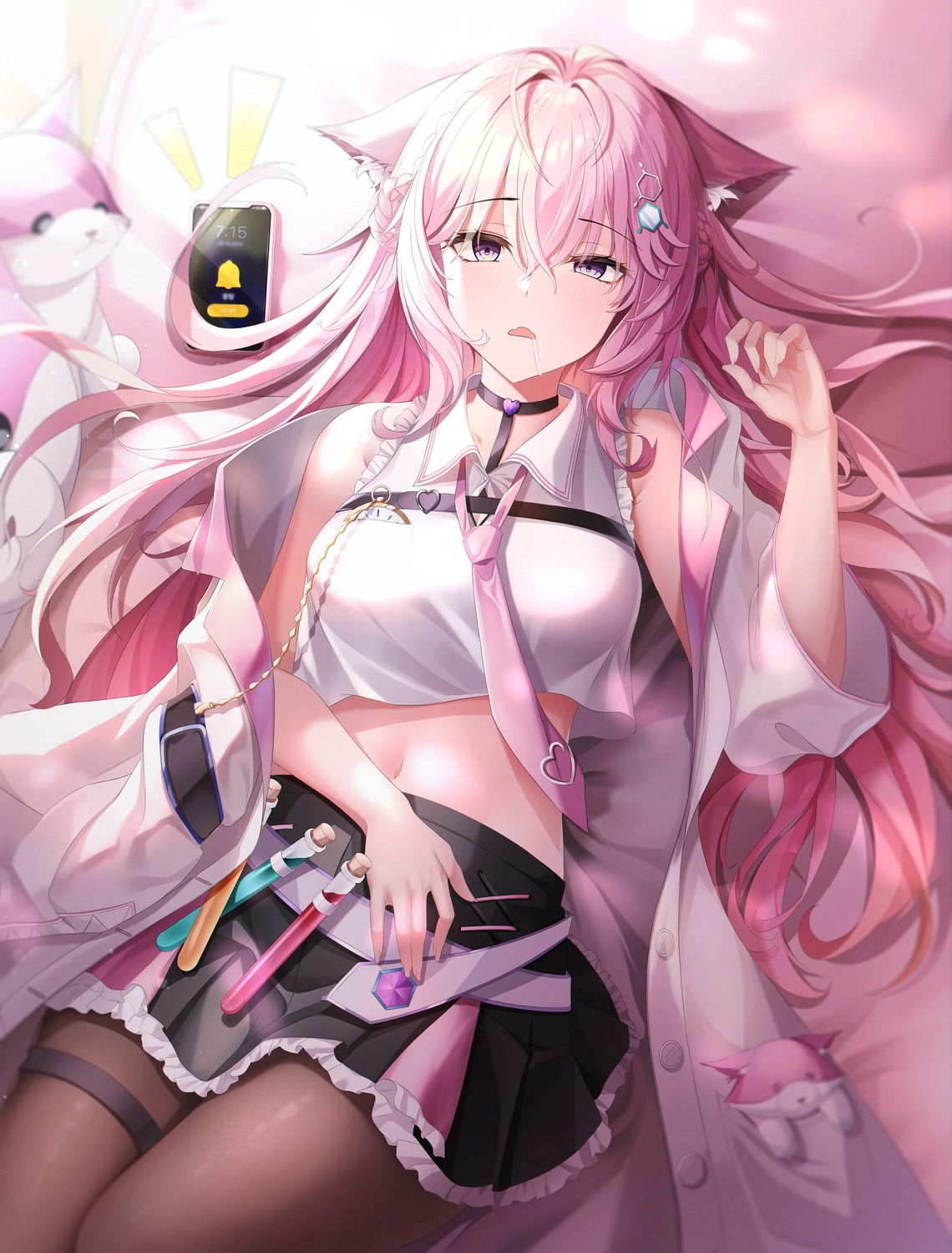 animal_ears, garter, hakui_koyori, hololive, pantyhose, rudae