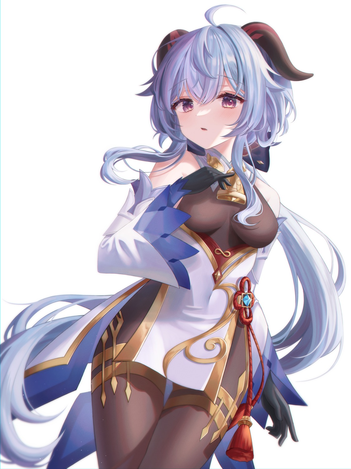 asian_clothes, bodysuit, ganyu, genshin_impact, horns, wolla