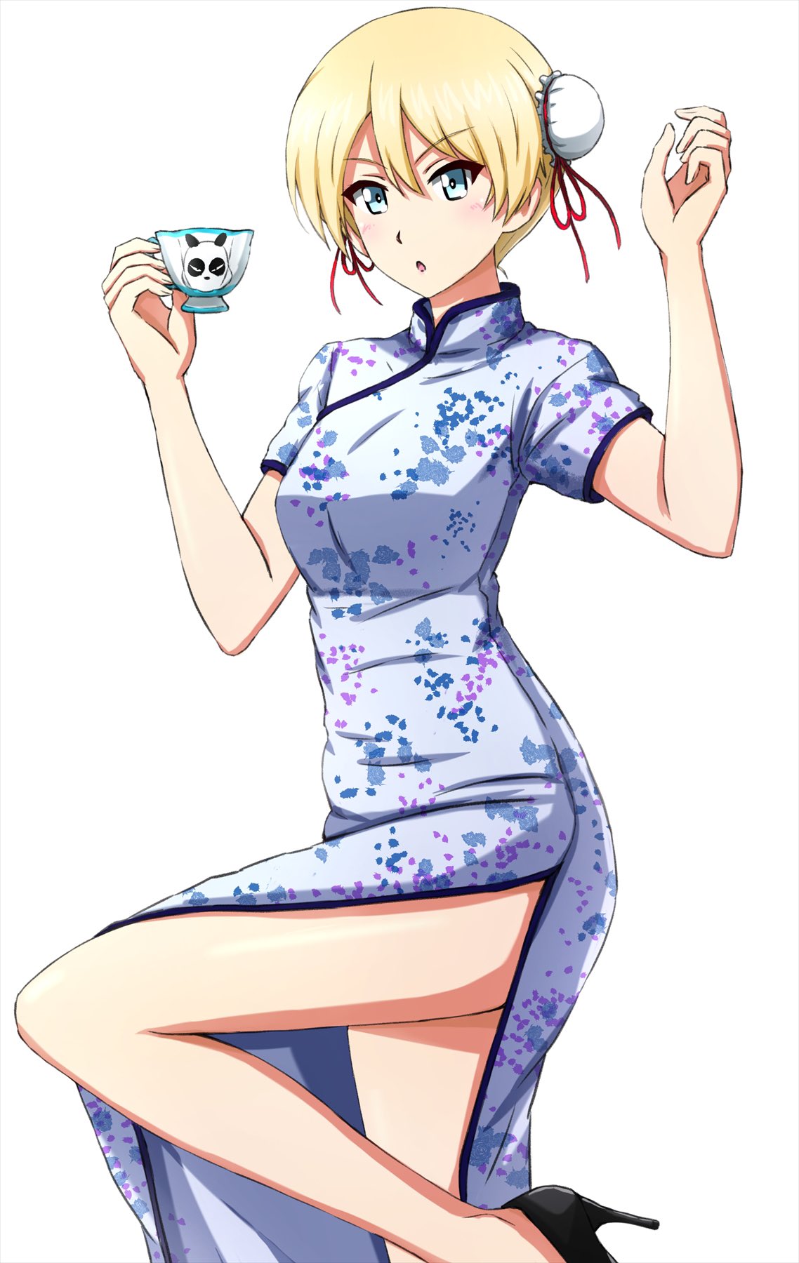 chinadress, darjeeling, girls_und_panzer, heels, omachi_(slabco)