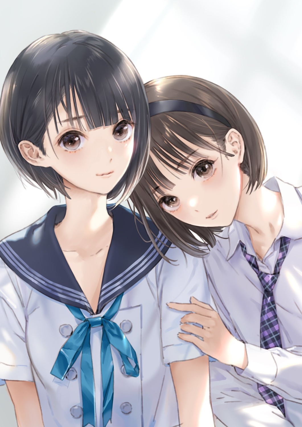 blue_reflection, blue_reflection_tie, hoshizaki_ao, kishida_mel, seifuku, shirai_hinako