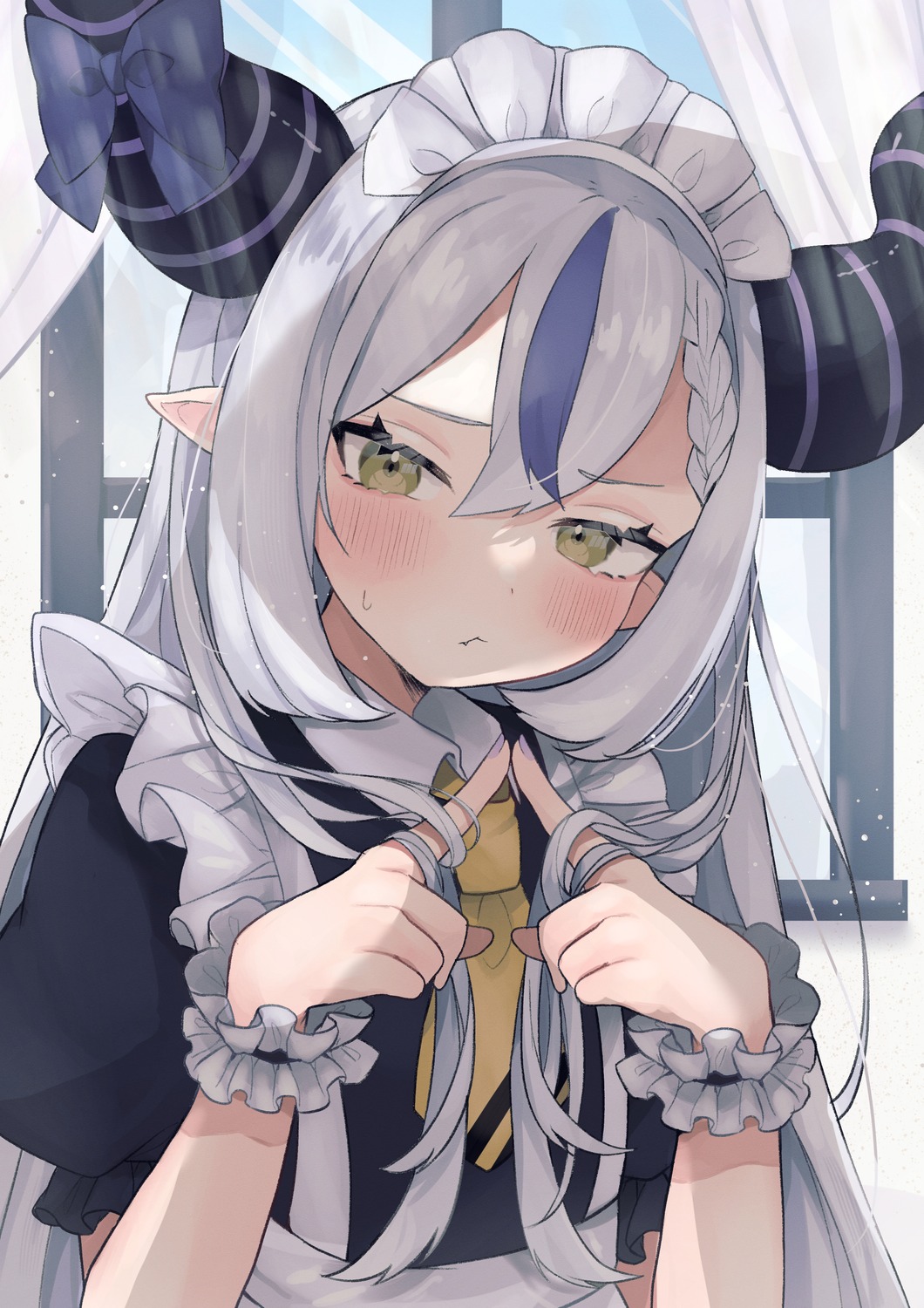 hololive, horns, la+_darknesss, maid, mutsumi326, pointy_ears