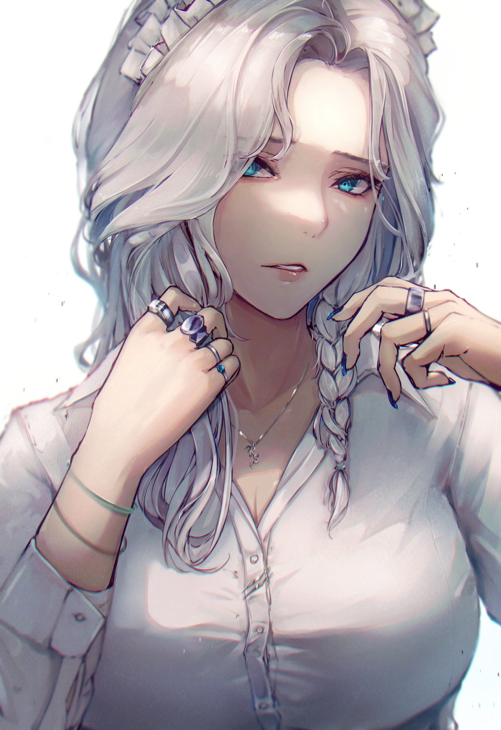 cleavage, dress_shirt, fuunyon, izayoi_sakuya, touhou