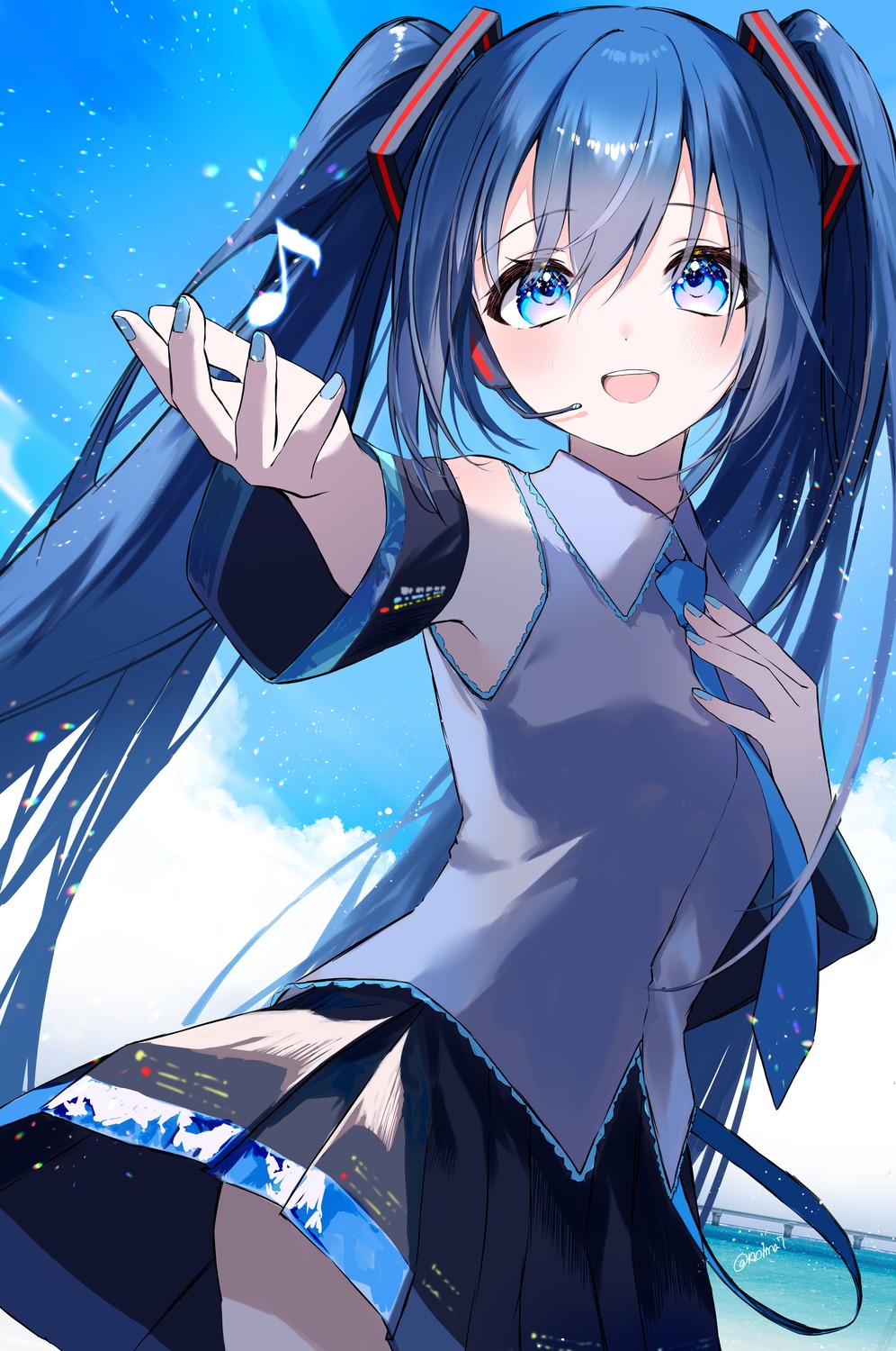 hatsune_miku, headphones, nolma7, vocaloid