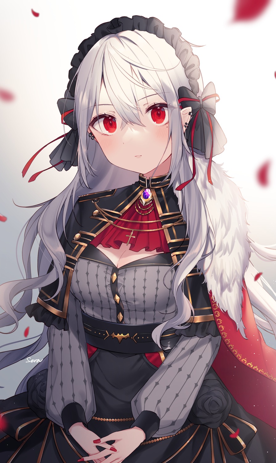 cleavage, genderswap, gothic_lolita, kuzuha_(nijisanji), lolita_fashion, nijisanji, nijisanji_gamers, pointy_ears