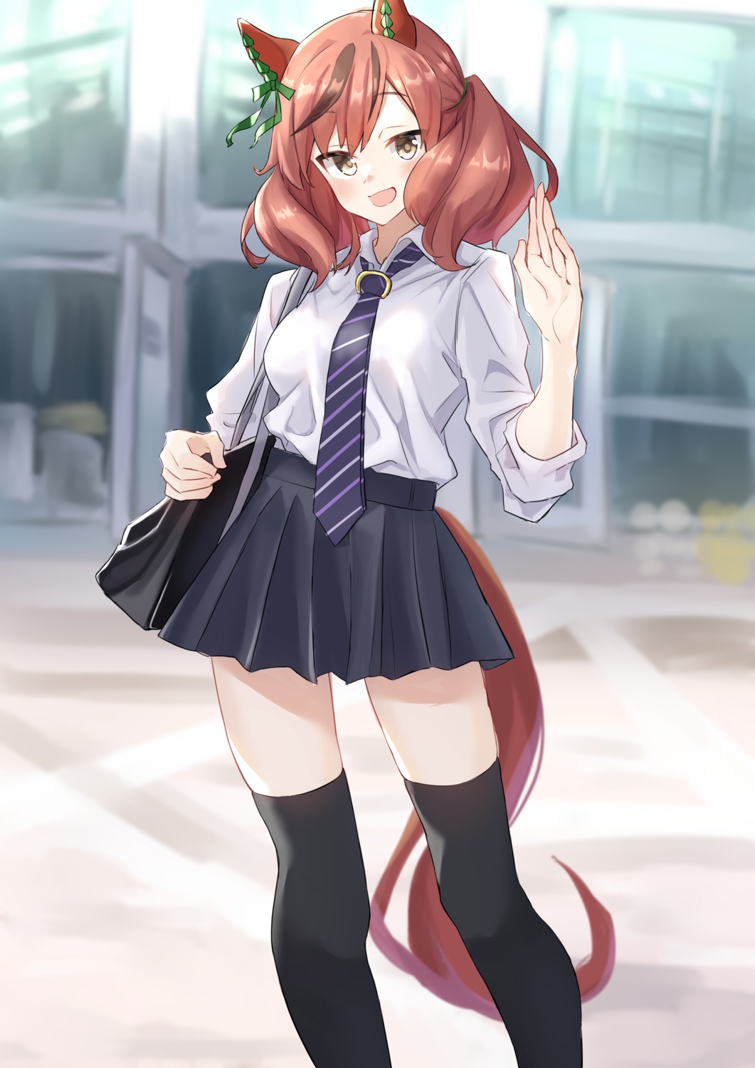 animal_ears, kohaku_teru, nice_nature_(umamusume), seifuku, tail, thighhighs, uma_musume_pretty_derby