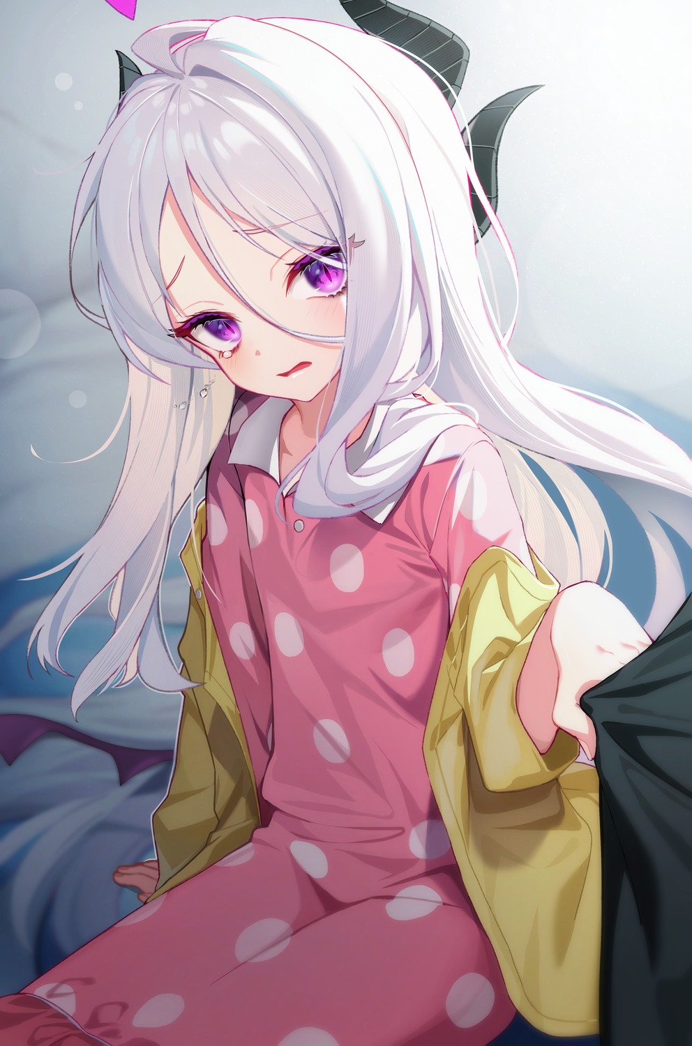 blue_archive, horns, pajama, sorasaki_hina, sugar_(dndi888)