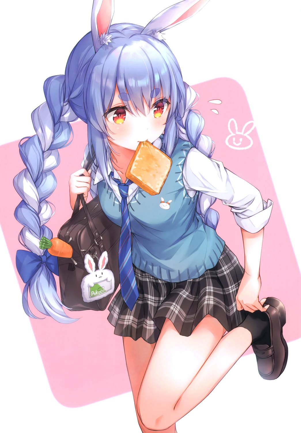 animal_ears, bunny_ears, hige_neko, hololive, neko_no_niwa, seifuku, sweater, usada_pekora