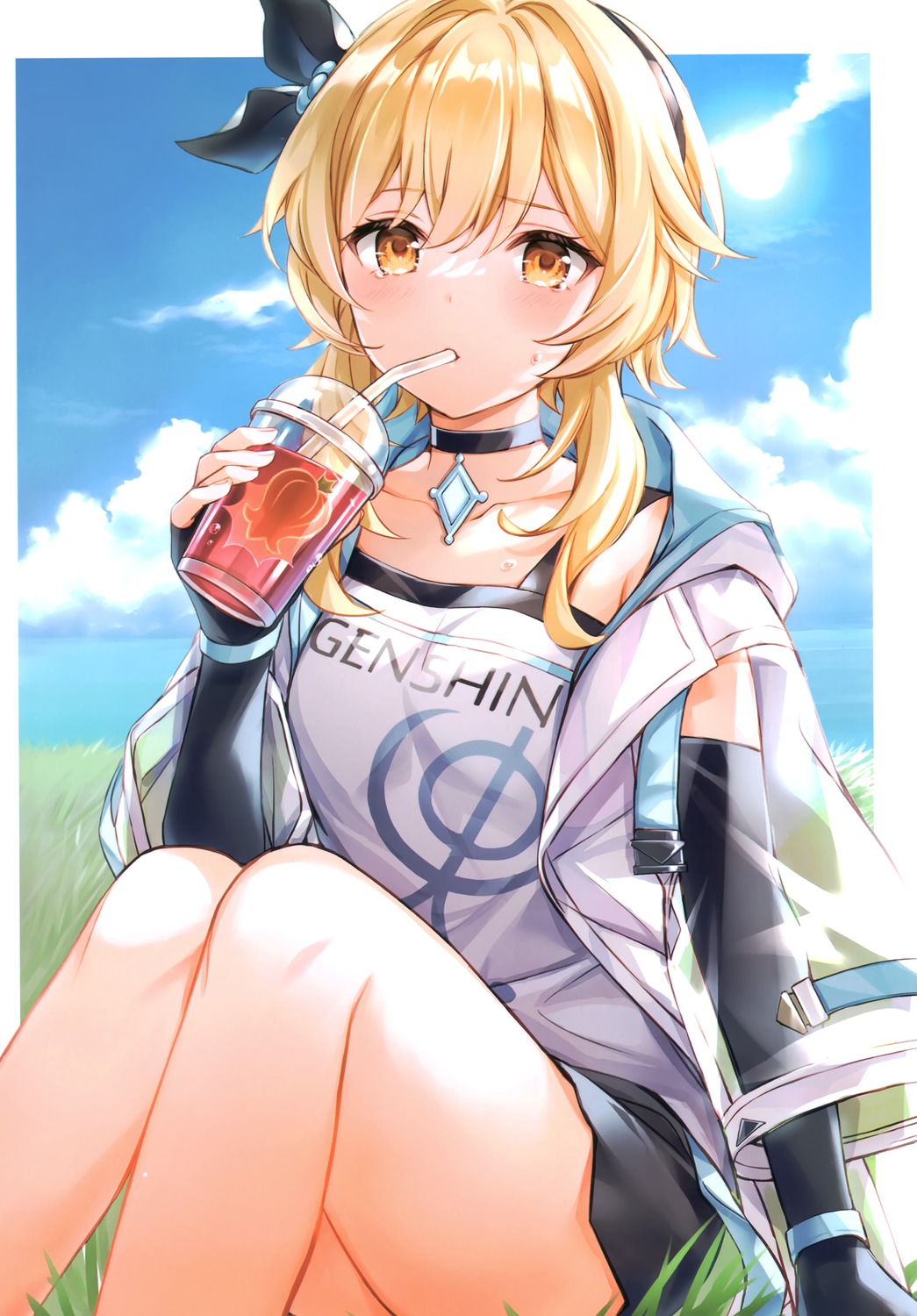genshin_impact, hige_neko, lumine, neko_no_niwa