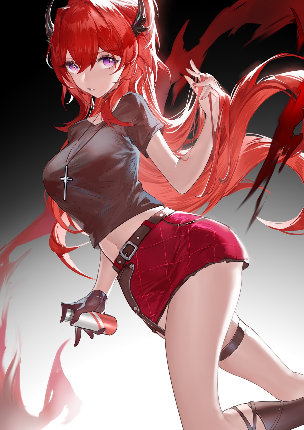 arknights, garter, horns, horz, surtr_(arknights)