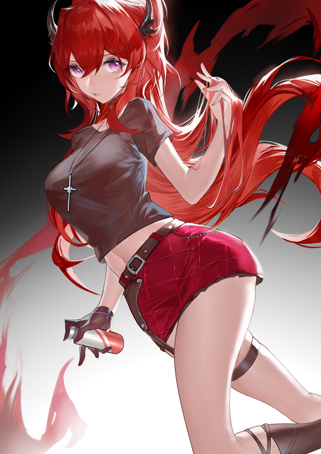 arknights, garter, horns, horz, surtr_(arknights)