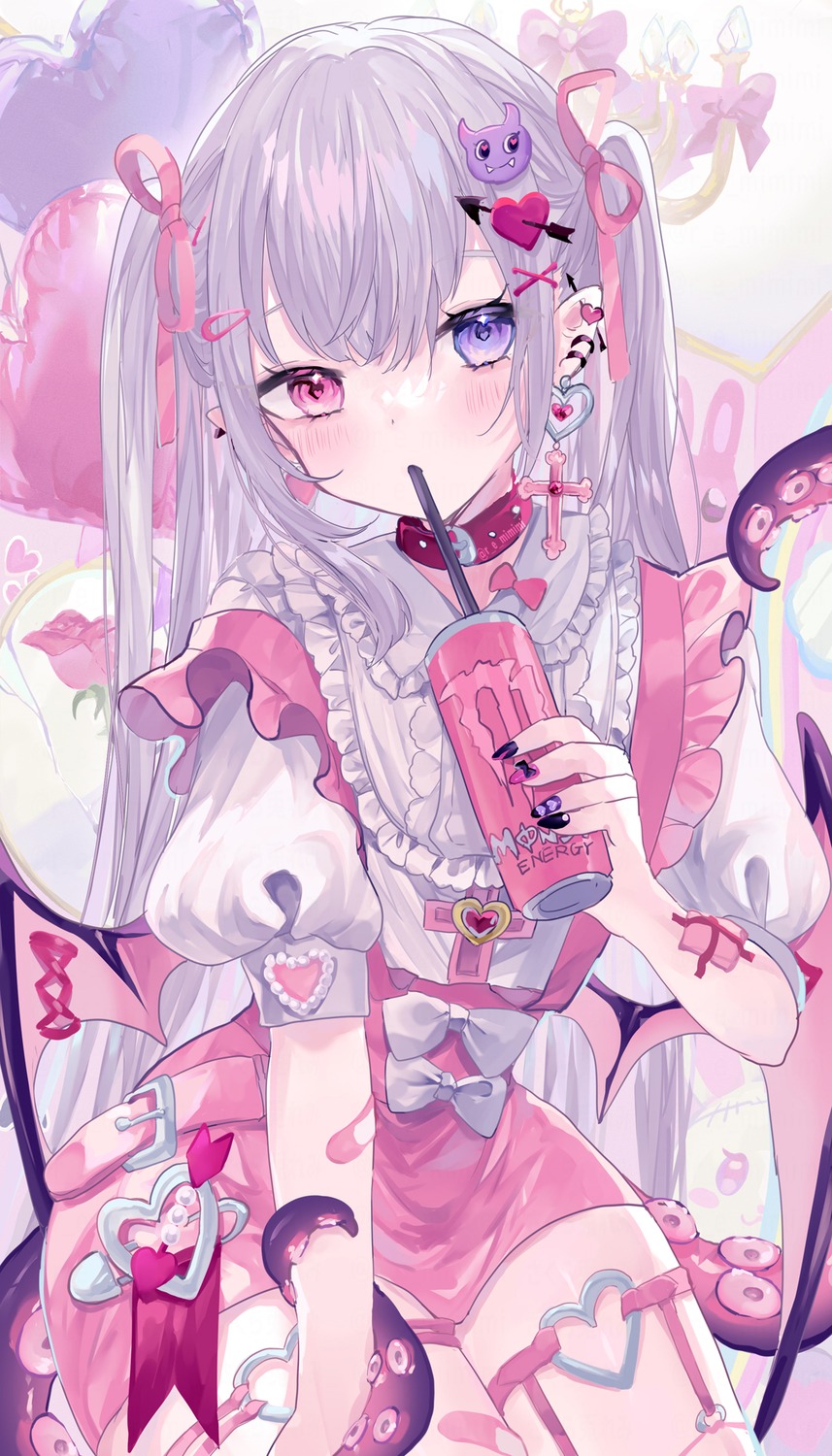 bandaid, dress, garter, heterochromia, lolita_fashion, remimim, stockings, tentacles