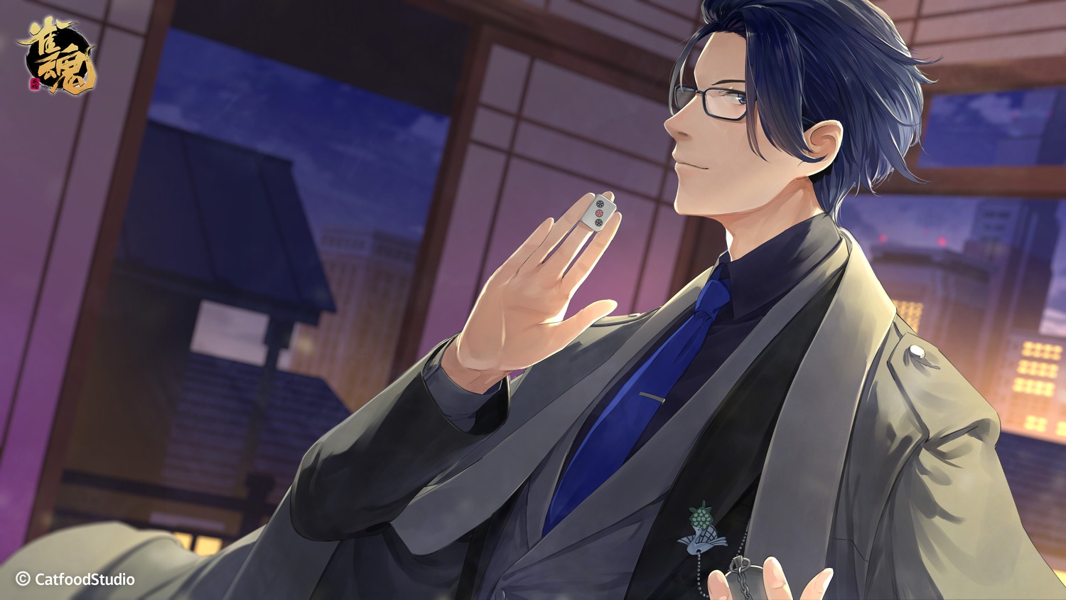 business_suit, majsoul, male, megane, saitou_osamu, somehira_katsu