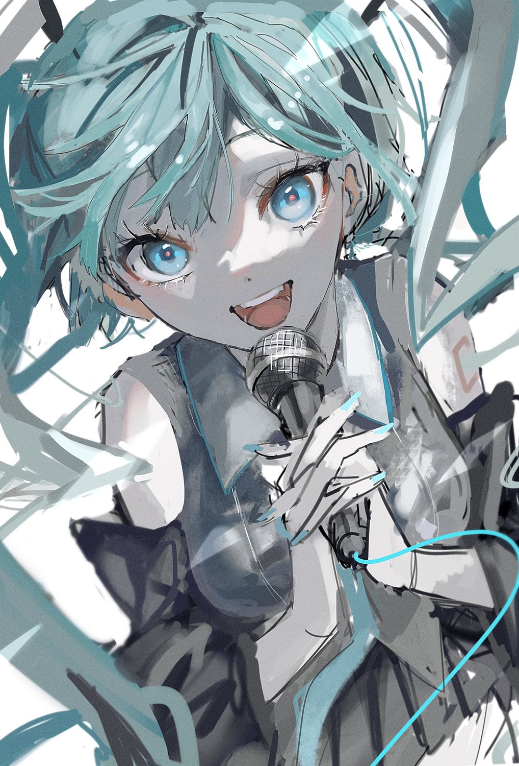 hatsune_miku, siun_5513, sketch, tattoo, vocaloid