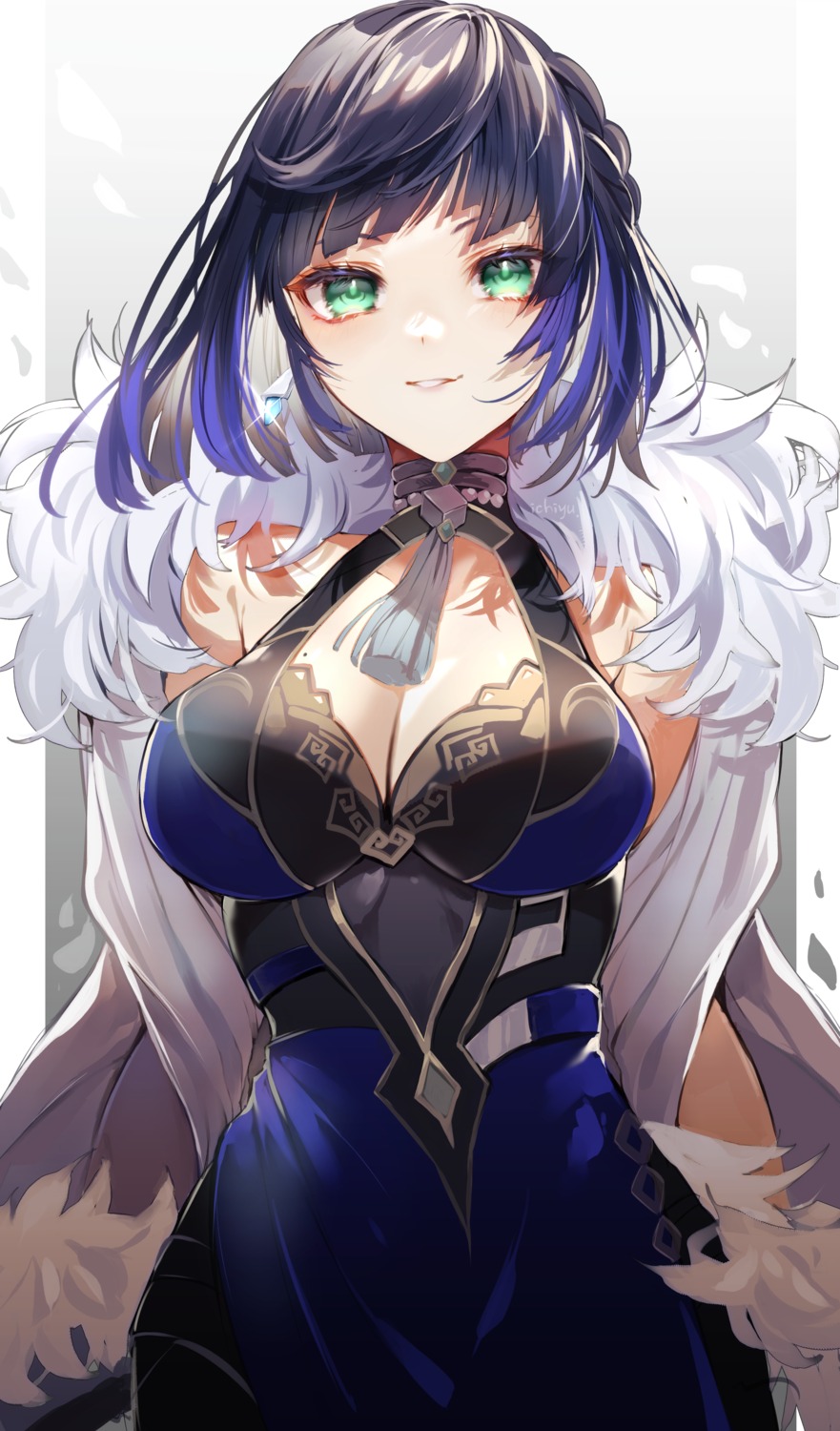 cleavage, dress, genshin_impact, ichineko., pantyhose, yelan