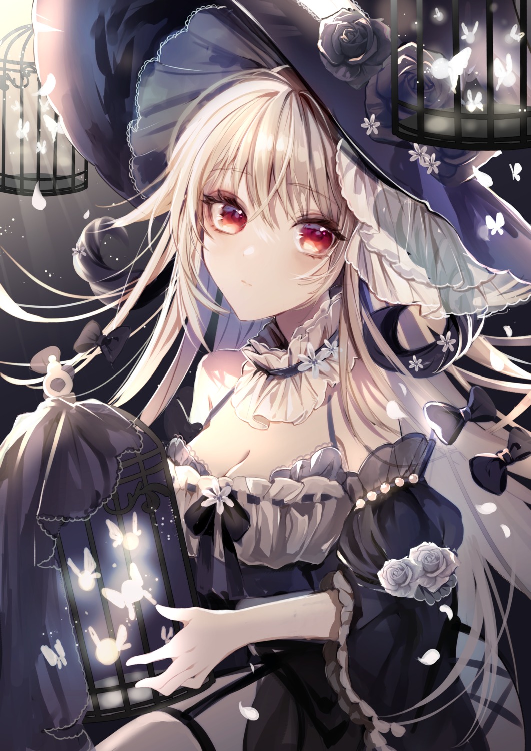 cleavage, dress, garter, ichineko., witch