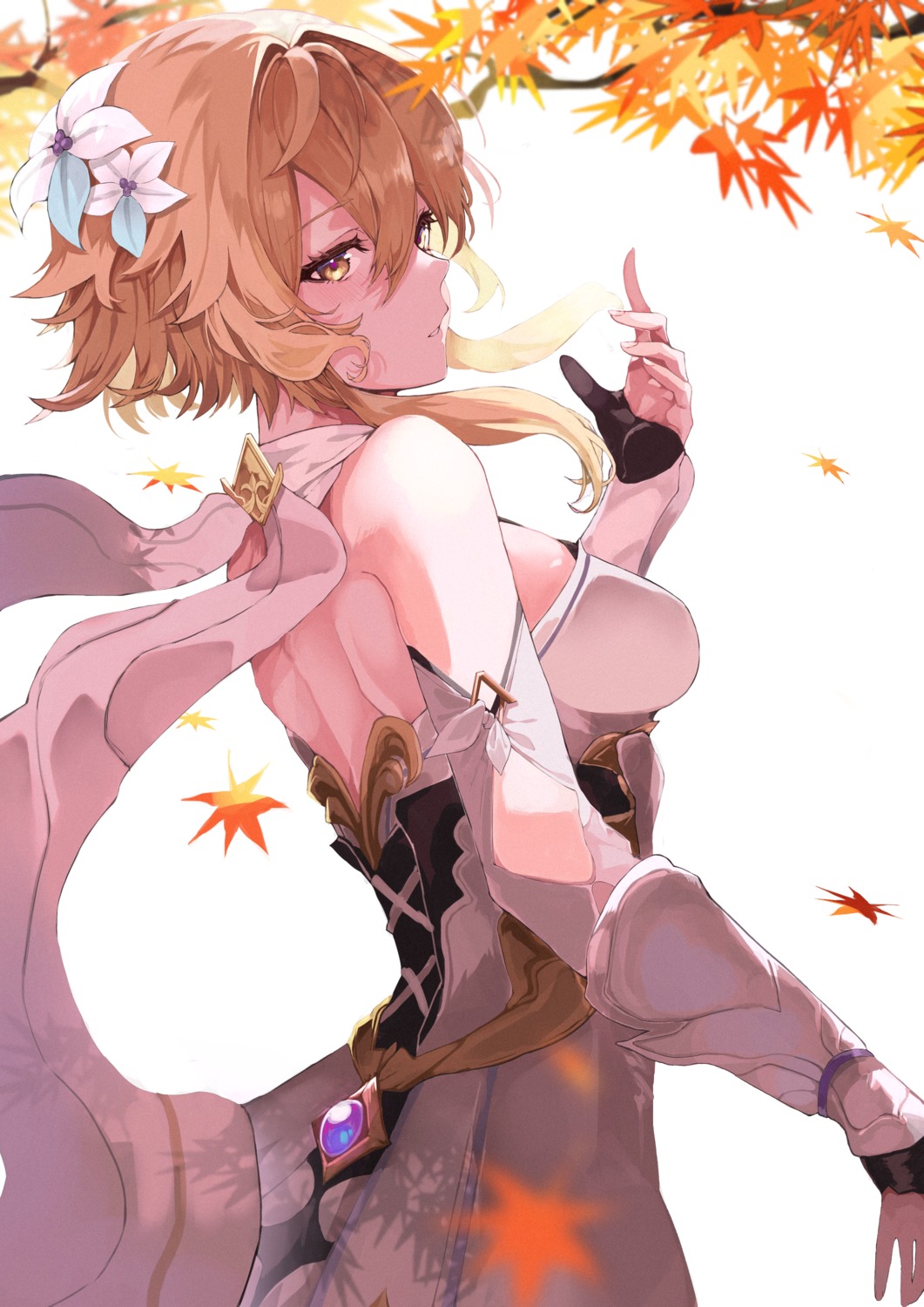 dress, genshin_impact, lumine, lunateelf